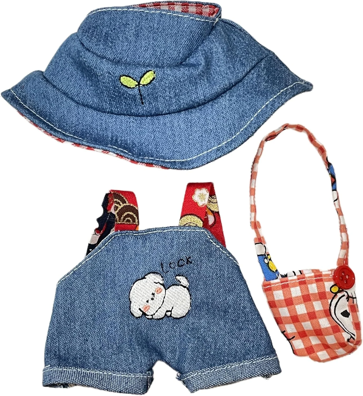 ست لباس دست ساز 3 تکه عروسک برای عروسک های 17 سانتی متری، شامل لباس سرهمی سگ آبی، کلاه چهارخانه آبی و کیف دوشی چهارخانه، لباس های زیبا و شیک برای کلکسیونرها (بدون عروسک) ست لباس دست ساز 3 تکه عروسک برای عروسک های 17 سانتی متری، شامل لباس سرهمی سگ آبی، کلاه چهارخانه آبی و کیف دوشی چهارخانه، لباس های زیبا و شیک برای کلکسیونرها (بدون عروسک)