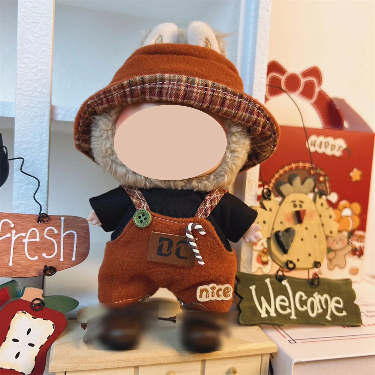 ست لباس و لوازم جانبی 3 تکه برای عروسک های لابوبو، شامل کلاه، لباس و لوازم جانبی، مناسب برای اکثر عروسک های 17 سانتی متری، عالی برای کلکسیونرها (عروسک شامل نمی شود)