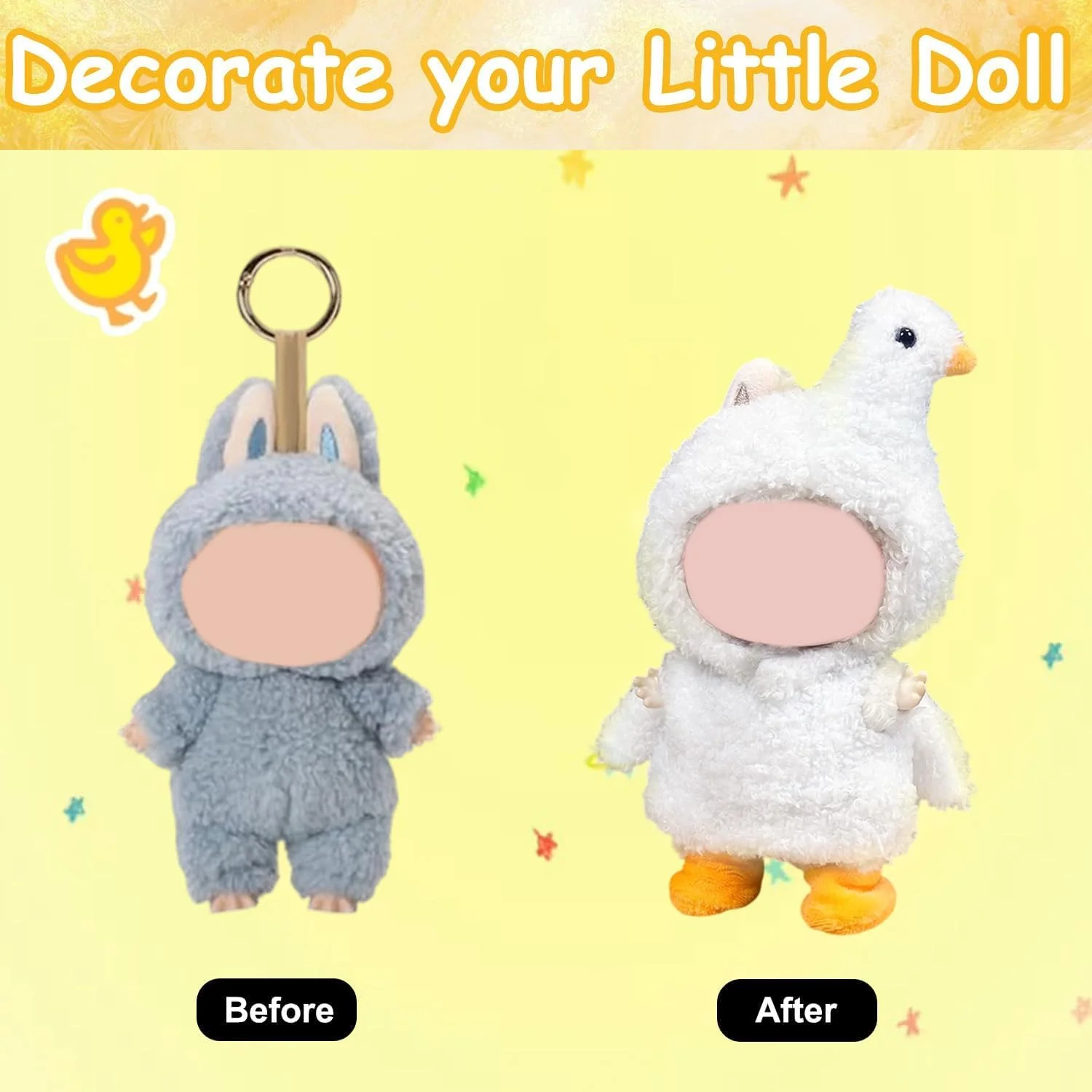 لباس دست ساز قو برای عروسک های لابوبو 17 سانتی متری (بدون عروسک)، شامل لوازم جانبی قابل جابجایی، پارچه ترکیبی پنبه، سازگار با نسل های v1/v2/v3، لباس نقش آفرینی عالی برای فیگورهای طراح