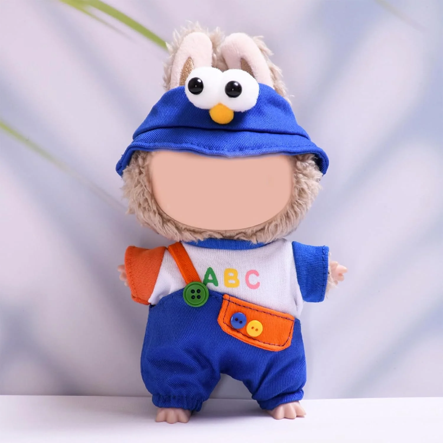 ست لباس 3 تکه زیبا برای عروسک های پولیشی لابوبو 17 سانتی متری، شامل کلاه، تی شرت و سرهمی، لوازم جانبی مد آبی، مناسب برای کلکسیونر های عروسک (عروسک شامل نمی شود)