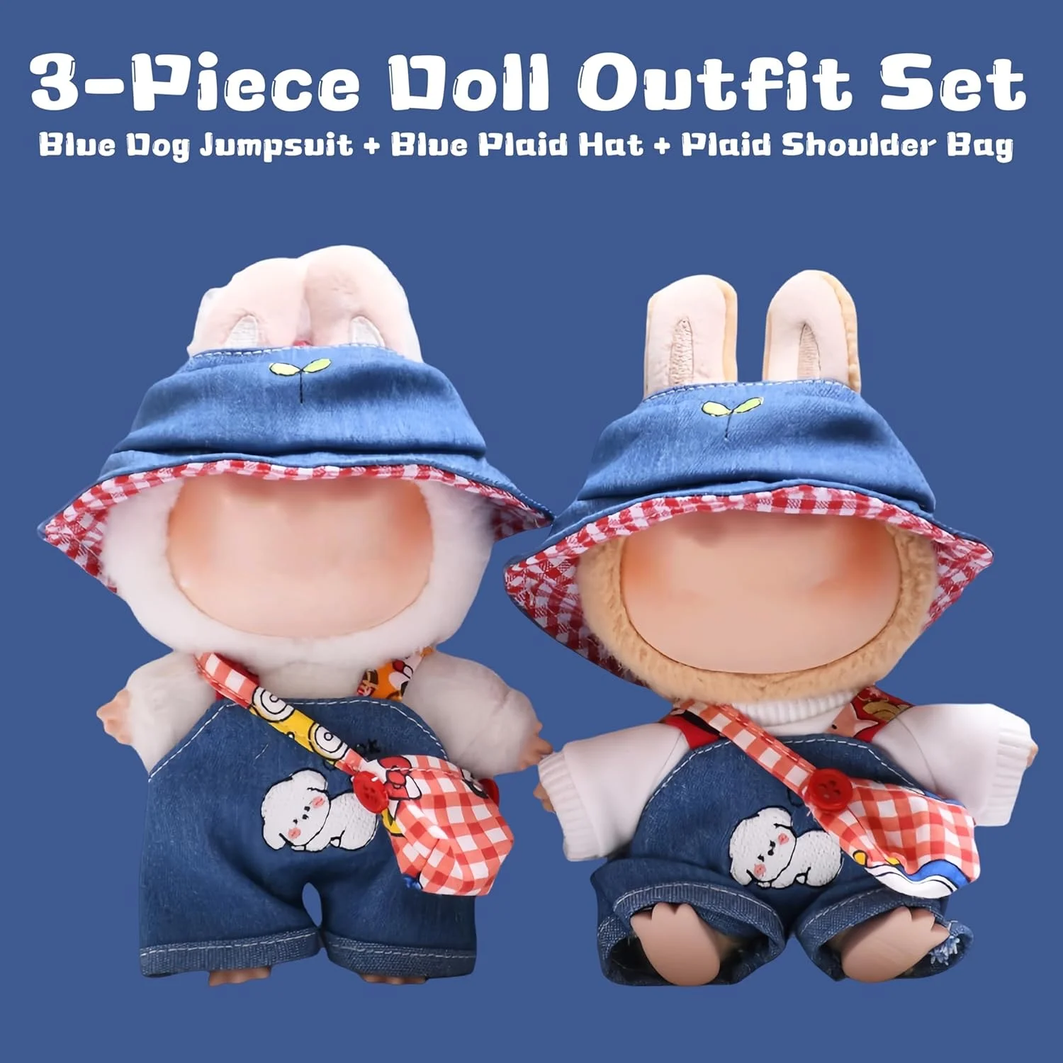 ست لباس دست ساز 3 تکه عروسک برای عروسک های 17 سانتی متری، شامل لباس سرهمی سگ آبی، کلاه چهارخانه آبی و کیف دوشی چهارخانه، لباس های زیبا و شیک برای کلکسیونرها (بدون عروسک) ست لباس دست ساز 3 تکه عروسک برای عروسک های 17 سانتی متری، شامل لباس سرهمی سگ آبی، کلاه چهارخانه آبی و کیف دوشی چهارخانه، لباس های زیبا و شیک برای کلکسیونرها (بدون عروسک)