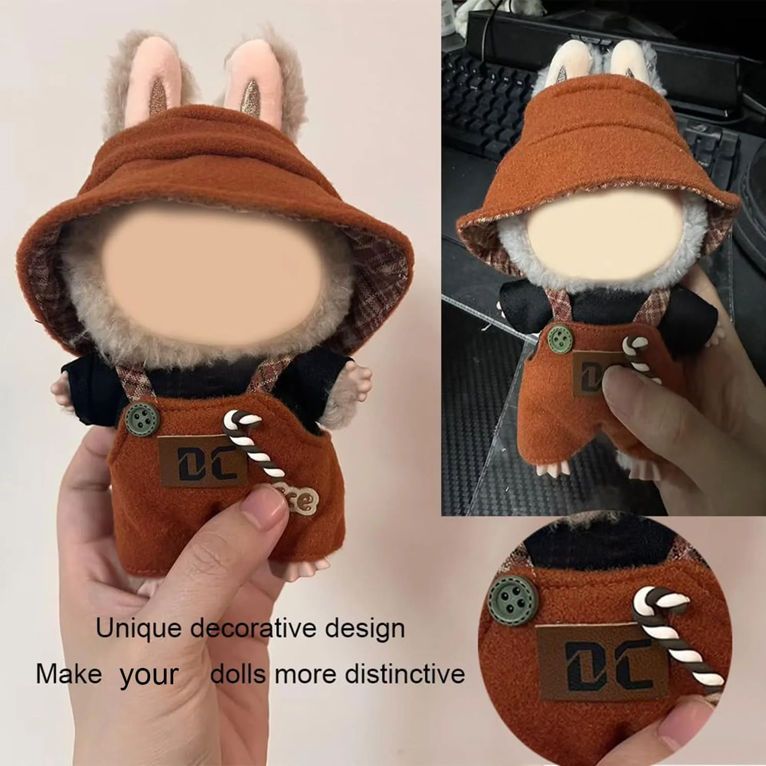 ست لباس و لوازم جانبی 3 تکه برای عروسک های لابوبو، شامل کلاه، لباس و لوازم جانبی، مناسب برای اکثر عروسک های 17 سانتی متری، عالی برای کلکسیونرها (عروسک شامل نمی شود)