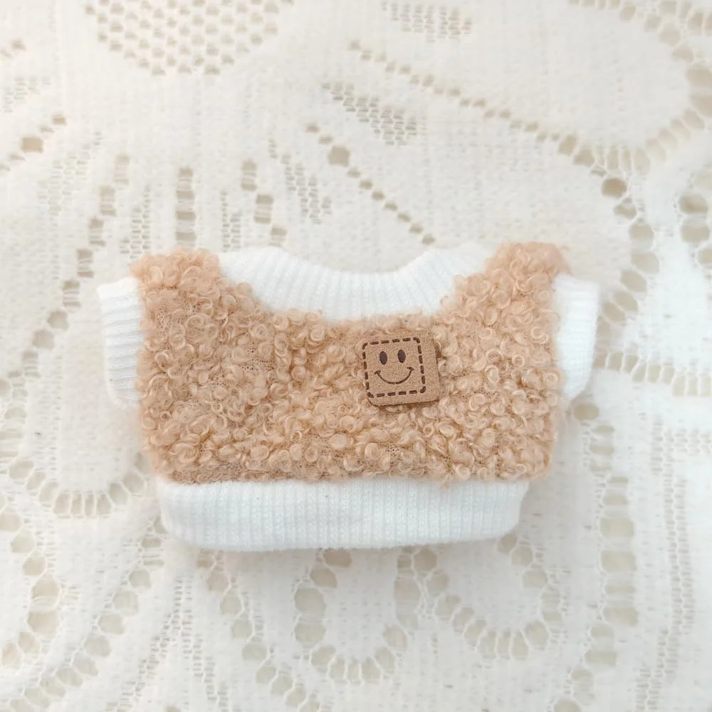 ست لباس عکاسی جذاب برای عروسک های لابوبو نسل 1/2/3، تاپ پشمی صورتک خندان قهوه ای، کلاه پشمی مشکی، دوربین مینیاتوری، عینک، کفش های کتانی، ایده آل برای طرفداران و کلکسیونرها (عروسک شامل نمی شود)