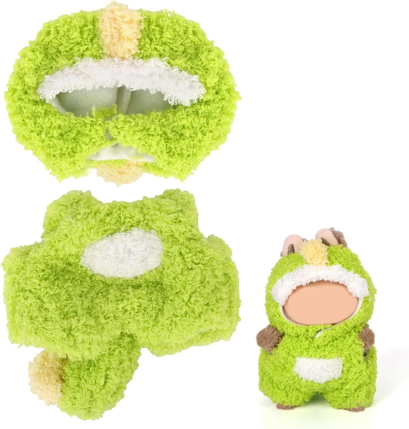 لباس سبز عروسکی، لباس و لوازم جانبی اسباب بازی دایناسور سبز نرم و زیبا برای جایگزینی لباس عروسک 6.70 اینچی