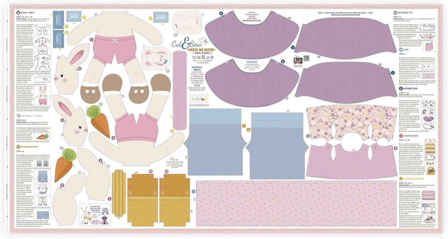 پنل خیاطی عروسک برای مهارت های متوسط - با آموزش های ویدئویی - پنل پارچه ای برش و دوخت عروسک با لباس: Dress Me Bestie Bibby Bunny پنل خیاطی عروسک برای مهارت های متوسط - با آموزش های ویدئویی - پنل پارچه ای برش و دوخت عروسک با لباس: Dress Me Bestie Bibby Bunny