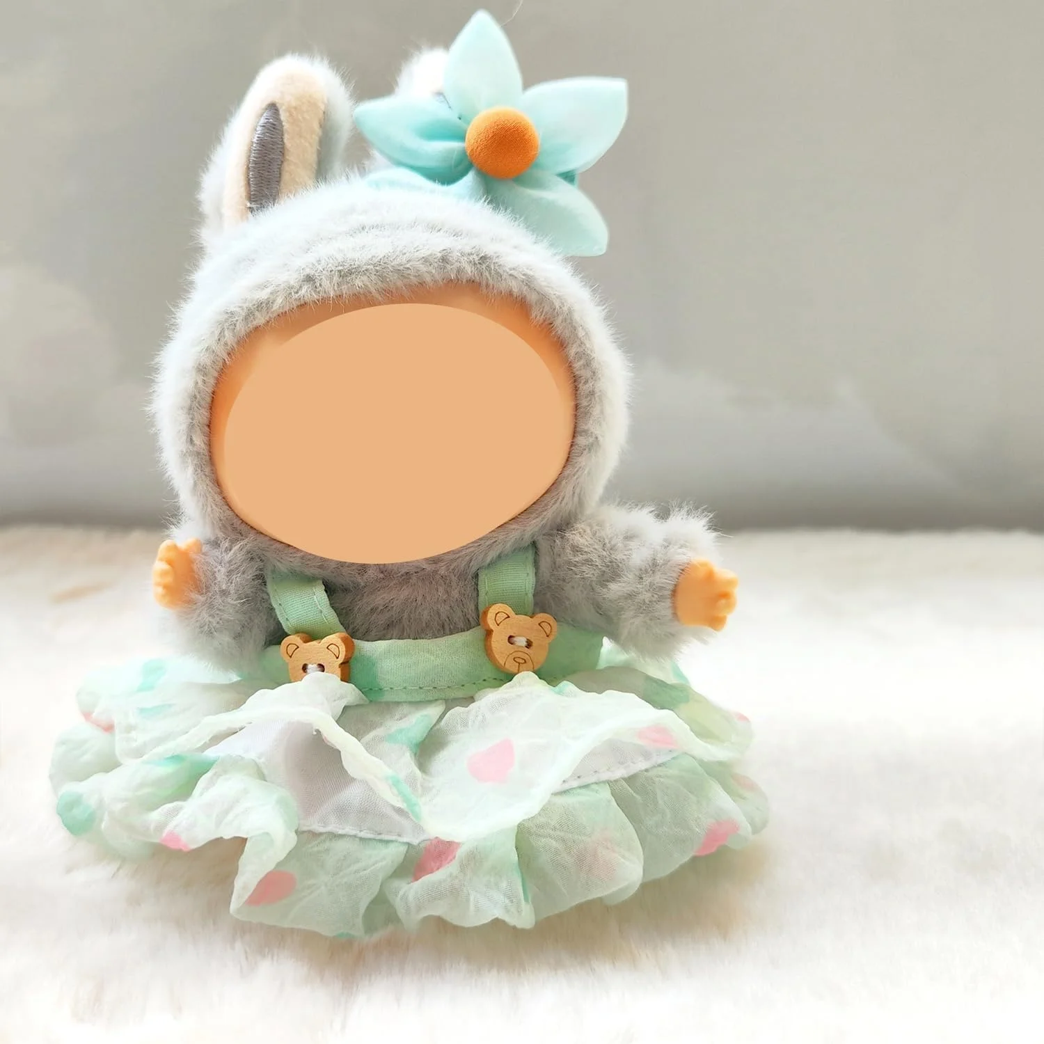 ست لباس عروسک، لباس زیبا و لوازم جانبی لباس گلدار برای عروسک 17 سانتی متری (سبز)