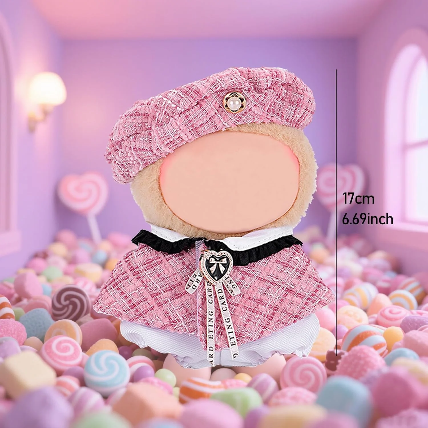 ست 5 تکه لباس عروسک برای عروسک های پولیشی 17 سانتی متری، شامل یک ست لباس صورتی، یک جفت کفش و یک شیشه صورتی برای جشن تولد کریسمس کودکان (عروسک شامل نمی شود) ست 5 تکه لباس عروسک برای عروسک های پولیشی 17 سانتی متری، شامل یک ست لباس صورتی، یک جفت کفش و یک شیشه صورتی برای جشن تولد کریسمس کودکان (عروسک شامل نمی شود)