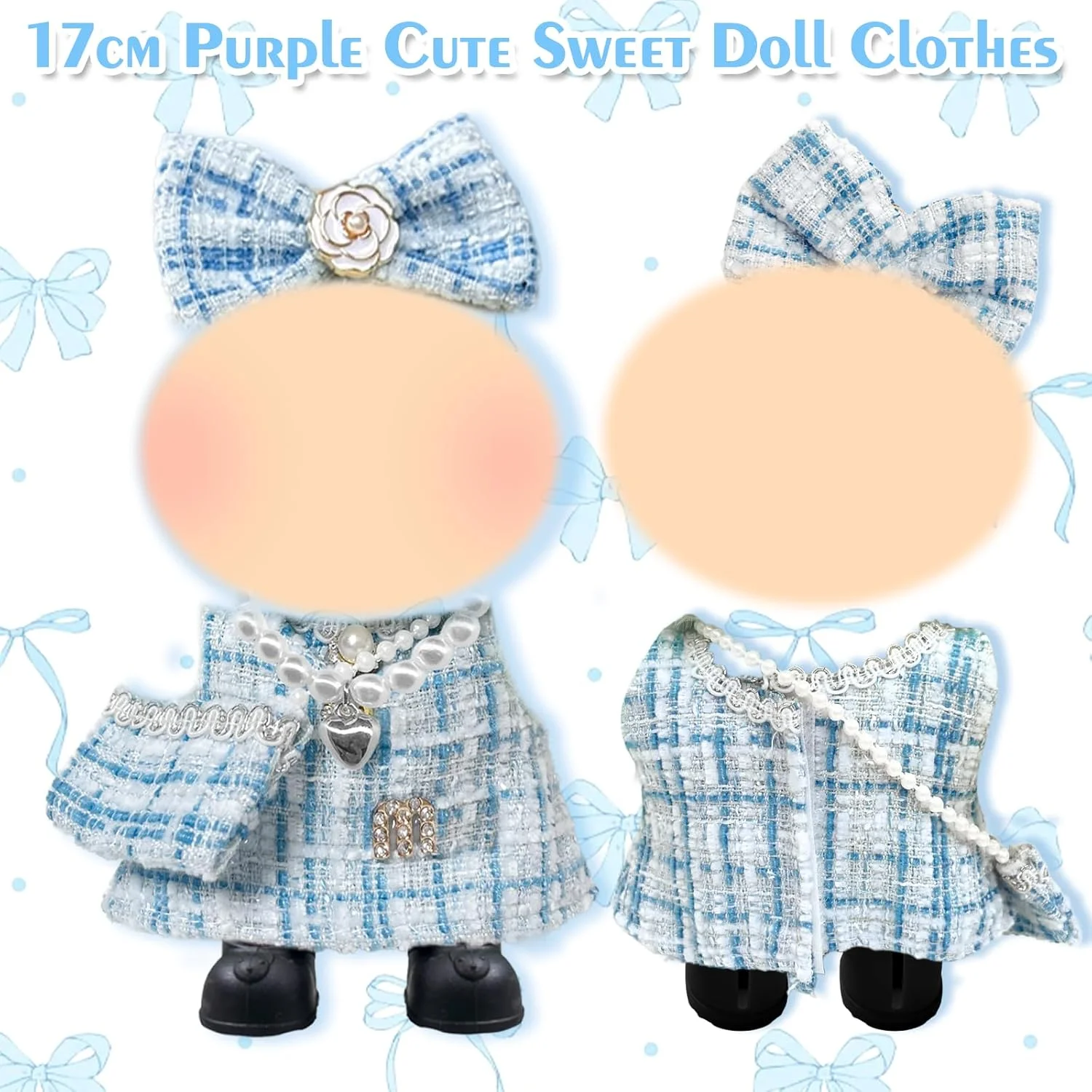 لباس عروسک آبی مناسب عروسک های 17 سانتی متری، ست لوازم جانبی لباس عروسک شیک و کلاسیک با طرح چهارخانه شامل لباس، گیره مو، کیف، کفش و گردنبند، هدیه تولد برای دختران، بدون عروسک لباس عروسک آبی مناسب عروسک های 17 سانتی متری، ست لوازم جانبی لباس عروسک شیک و کلاسیک با طرح چهارخانه شامل لباس، گیره مو، کیف، کفش و گردنبند، هدیه تولد برای دختران، بدون عروسک