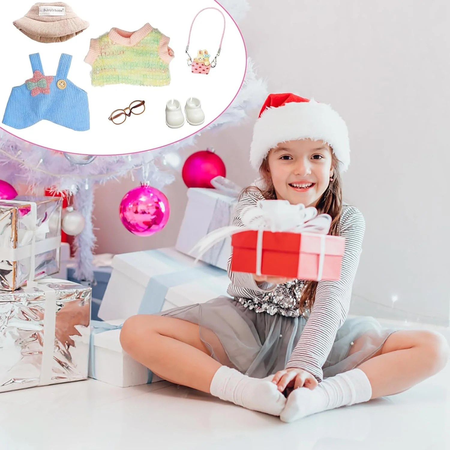 ست لباس 6 تکه عروسک برای عروسک های پولیشی مینی لابوبو 17 سانتی متری - پیراهن آستین کوتاه رنگارنگ، سرهمی، کلاه ستاره پنج پر، عینک، آویز خرگوش و کفش - هدیه برای دختران و پسران ست لباس 6 تکه عروسک برای عروسک های پولیشی مینی لابوبو 17 سانتی متری - پیراهن آستین کوتاه رنگارنگ، سرهمی، کلاه ستاره پنج پر، عینک، آویز خرگوش و کفش - هدیه برای دختران و پسران