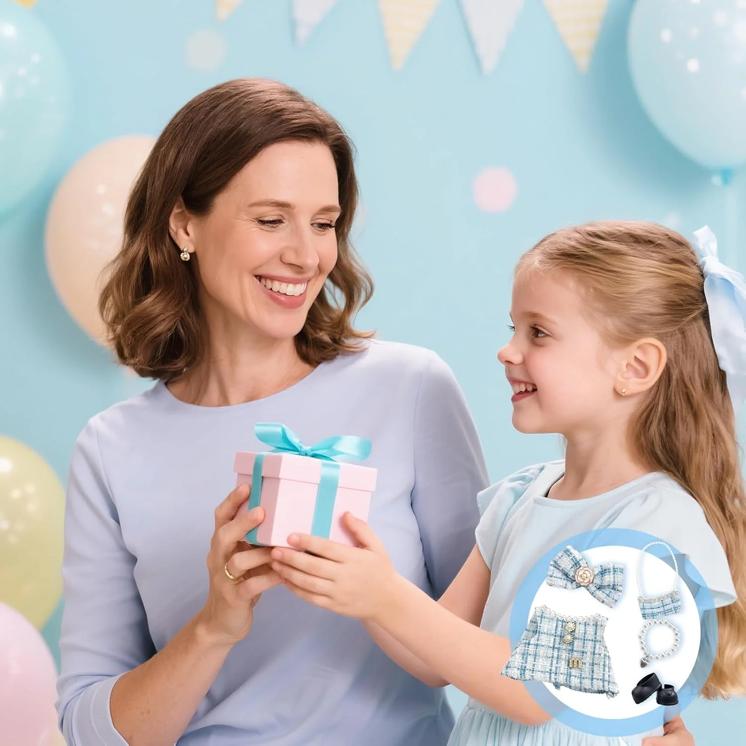 لباس عروسک آبی مناسب عروسک های 17 سانتی متری، ست لوازم جانبی لباس عروسک شیک و کلاسیک با طرح چهارخانه شامل لباس، گیره مو، کیف، کفش و گردنبند، هدیه تولد برای دختران، بدون عروسک لباس عروسک آبی مناسب عروسک های 17 سانتی متری، ست لوازم جانبی لباس عروسک شیک و کلاسیک با طرح چهارخانه شامل لباس، گیره مو، کیف، کفش و گردنبند، هدیه تولد برای دختران، بدون عروسک