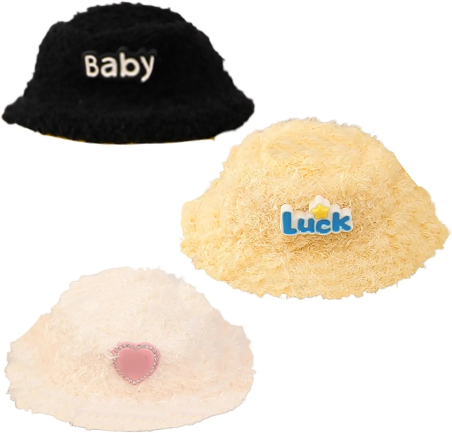 ست 3 عددی کلاه های ماهیگیری فلانلی مینیاتوری برای عروسک های 17 سانتی متری - ست لوازم جانبی لباس پوشیدن زیبا، کلاه مینیاتوری برای فیگورهای مد روز، لوازم لباس عروسک مد