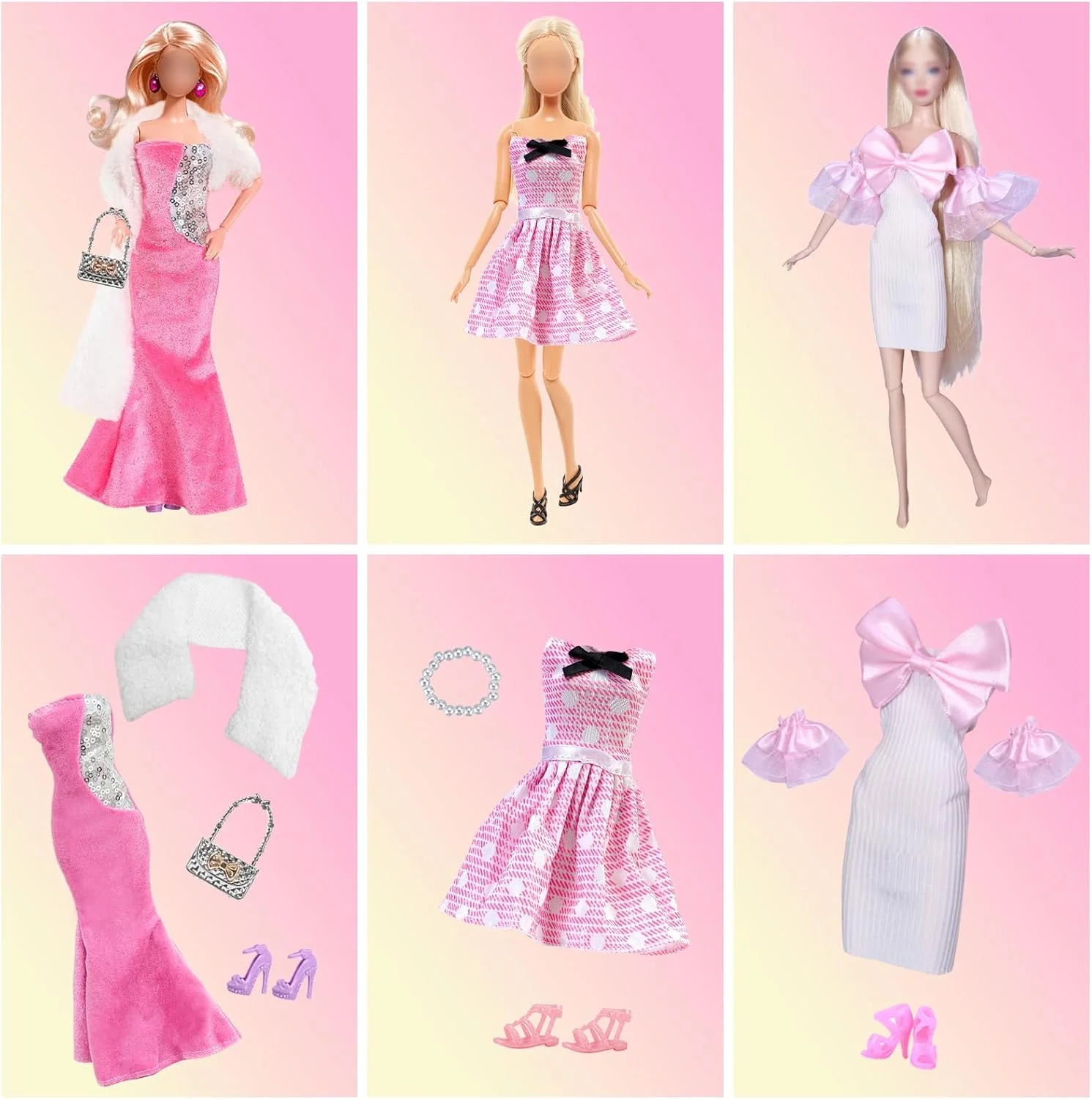 19 تکه لباس عروسک سازگار با عروسک باربی شامل ست لباس پری دریایی، ست جلیقه پولیشی، ست ژاکت پولیشی، لباس خال خالی، لباس پاپیونی، لباس جین، 2 لوازم جانبی، 7 کفش برای عروسک های 11.5 اینچی هدیه دخترانه 19 تکه لباس عروسک سازگار با عروسک باربی شامل ست لباس پری دریایی، ست جلیقه پولیشی، ست ژاکت پولیشی، لباس خال خالی، لباس پاپیونی، لباس جین، 2 لوازم جانبی، 7 کفش برای عروسک های 11.5 اینچی هدیه دخترانه