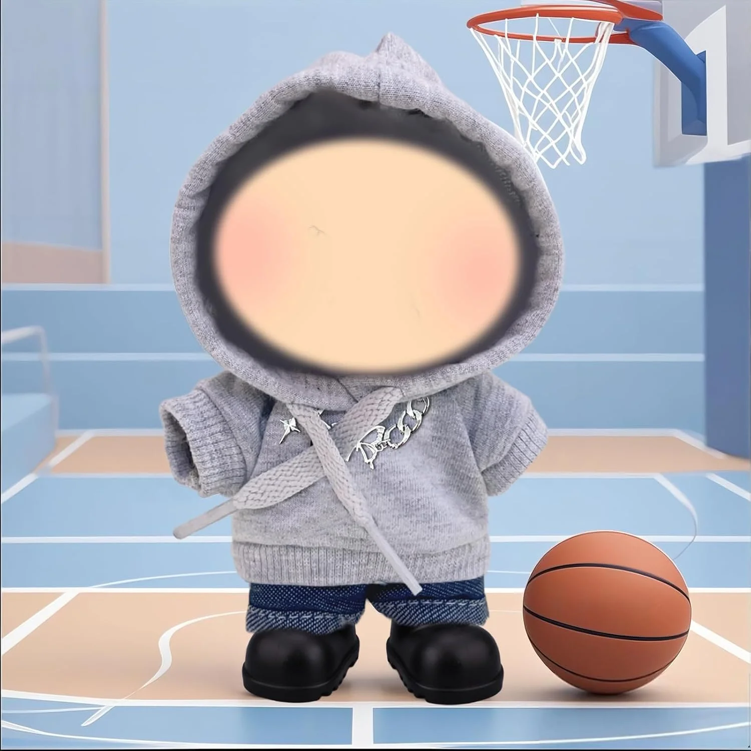 ست لباس عروسک 17 سانتی متری، لباس ورزشی خاکستری با هودی ورزشی، شورت جین، کیف، کفش و گردنبند، هدیه تولد برای دختران، بدون عروسک ست لباس عروسک 17 سانتی متری، لباس ورزشی خاکستری با هودی ورزشی، شورت جین، کیف، کفش و گردنبند، هدیه تولد برای دختران، بدون عروسک