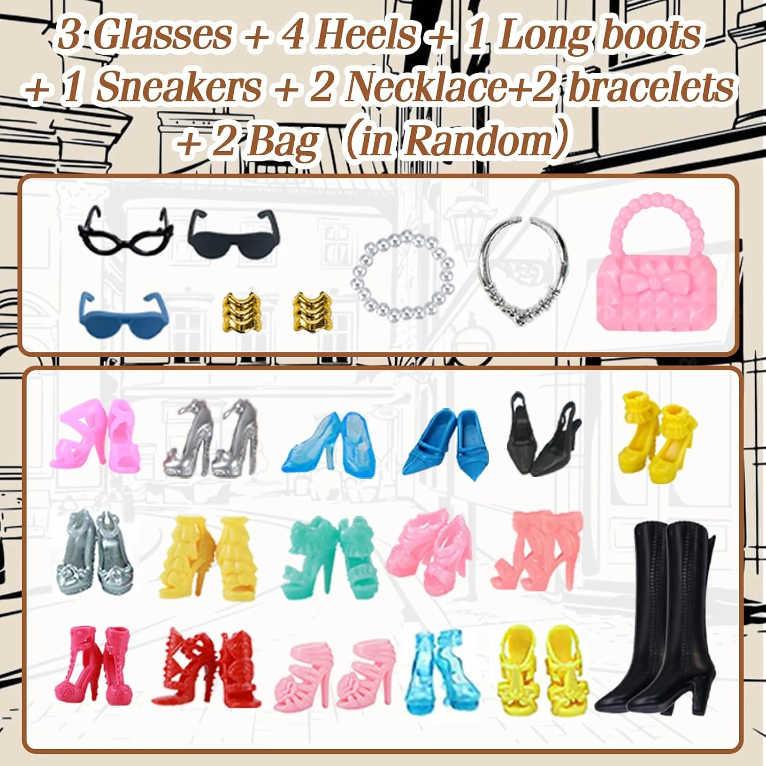 21 دست لباس عروسک کلاسیک سازگار با باربی، ست مخمل مدل سوپر، ست جلیقه مخمل، ست بافتنی ضخیم، ست جین، لباس خالدار، لباس اکلیلی، 6 کفش، 6 لوازم جانبی برای عروسک های 11.5 اینچی 21 دست لباس عروسک کلاسیک سازگار با باربی، ست مخمل مدل سوپر، ست جلیقه مخمل، ست بافتنی ضخیم، ست جین، لباس خالدار، لباس اکلیلی، 6 کفش، 6 لوازم جانبی برای عروسک های 11.5 اینچی