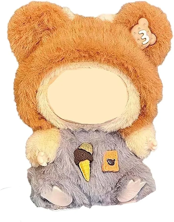 لباس عروسک 17 سانتی متری Kawaii برای Labubu، لباس های پولیشی دست بافت سبک حیوانات AZONEE برای عروسک های 6-8 اینچی، مناسب برای عروسک های 17 سانتی متری، ست کلاه و سرهمی شایان ستایش، ایده آل برای بازی و نمایش