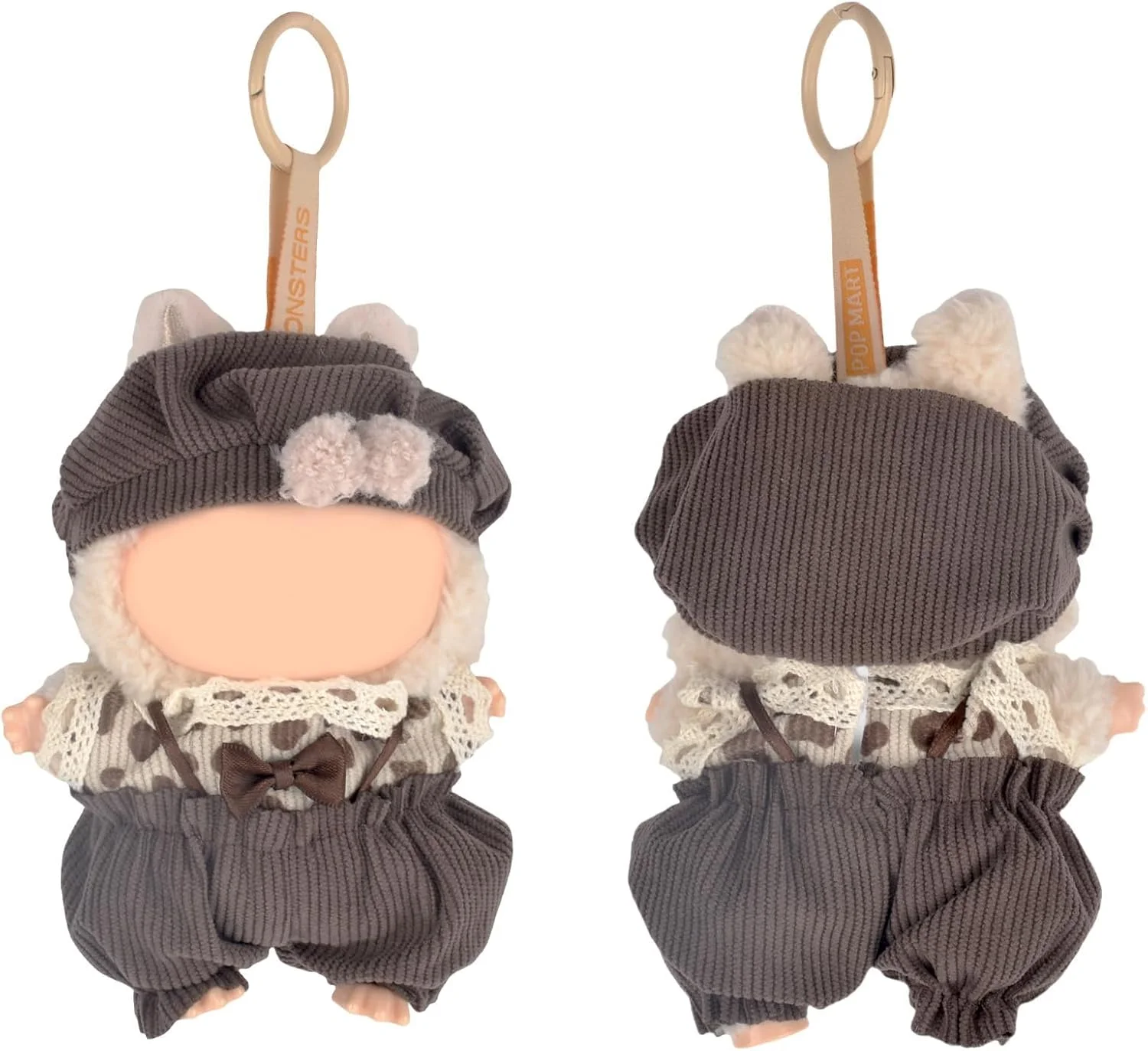 ست لباس عروسکی 3 تکه KASTWAVE برای عروسک پولیشی Labubu، شامل کلاه، تاپ و شلوار، مناسب برای عروسک های 17 سانتی متری، هدیه لوازم جانبی شیک عروسک برای پسران و دختران (بدون عروسک)