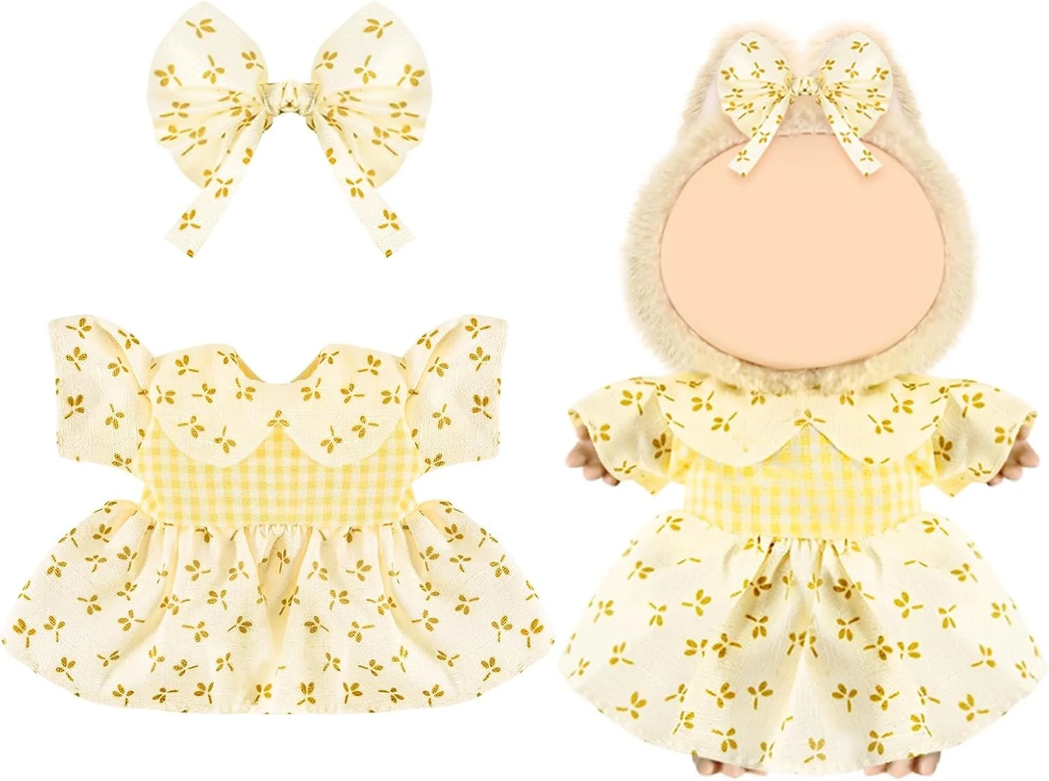 لباس عروسک، ست لباس و لوازم جانبی لباس عروسک، لباس برای عروسک پولیشی 17 سانتی متری، طراحی شده برای لباس های لابوبو، لباس و بسته استایل شیک و لوکس عروسک (بدون عروسک)