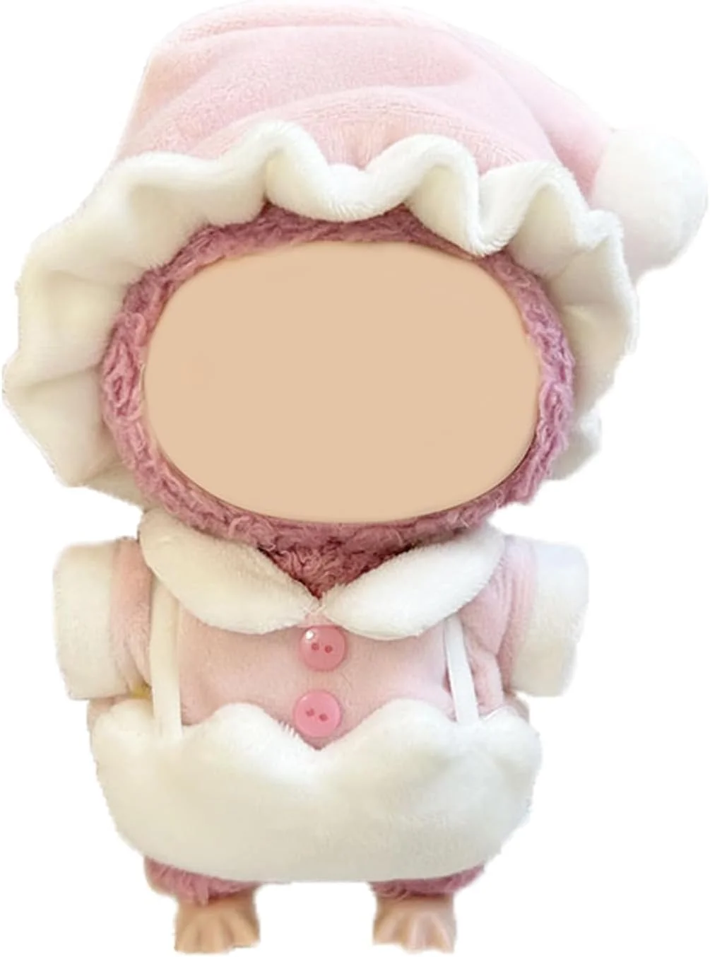 ست لباس و پوشاک عروسک 17 سانتی متری، کلاه صورتی + تاپ صورتی + شلوار سفید، لباس های مد روز با لوازم جانبی، برای لباس عروسک Labubu (عروسک شامل نمی شود)