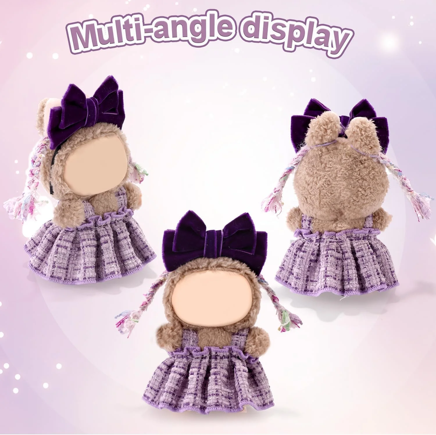 لباس های شیک برای لابوبو، لباس عروسک بنفش، ست لباس پارچه ای نرم و زیبا، با 1 پاپیون هدبند، 1 لباس، 2 بافت مو، لباس برای عروسک های 17 سانتی متری شما (بدون عروسک) لباس های شیک برای لابوبو، لباس عروسک بنفش، ست لباس پارچه ای نرم و زیبا، با 1 پاپیون هدبند، 1 لباس، 2 بافت مو، لباس برای عروسک های 17 سانتی متری شما (بدون عروسک)