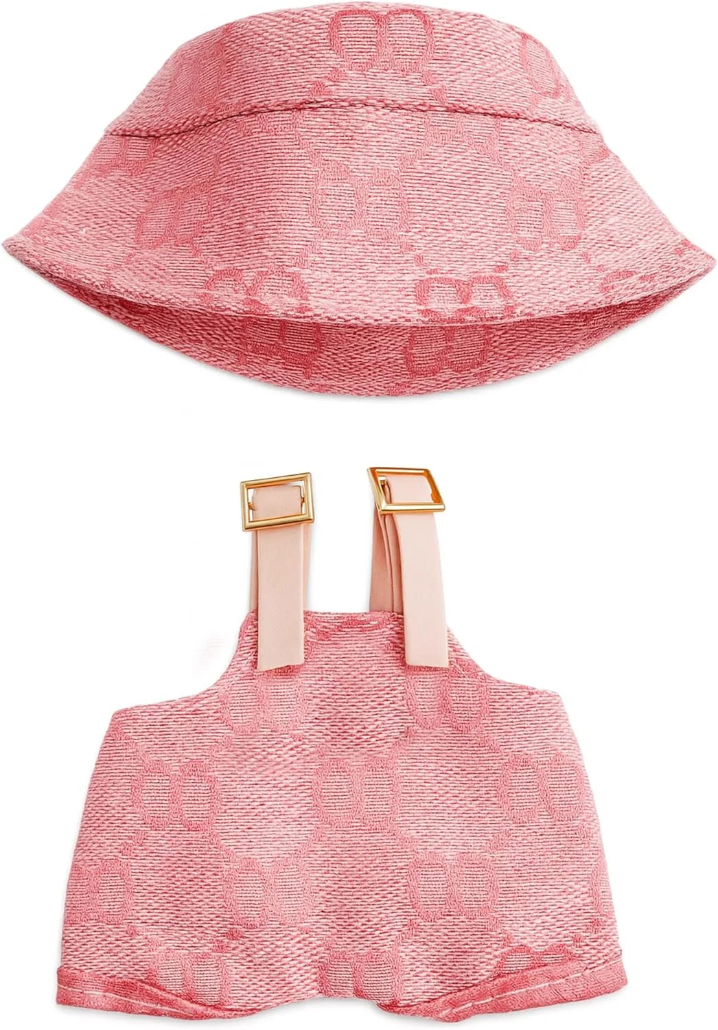 ست لباس عروسک برای عروسک های 15-17 سانتی متری، لباس عروسک صورتی ممتاز 2 تکه، لوازم جانبی عروسک شامل سرهمی، کلاه، لباس شیک و زیبا با استایل منحصر به فرد