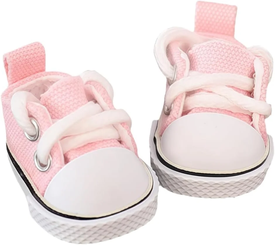 کفش عروسکی 17 سانتی متری تزویق (بدون عروسک)، تعویض کفش های مینیاتوری، کفش انگشتی، کفش مینی انگشتی، لوازم جانبی لباس برای عروسک های 6.7 اینچی (صورتی)