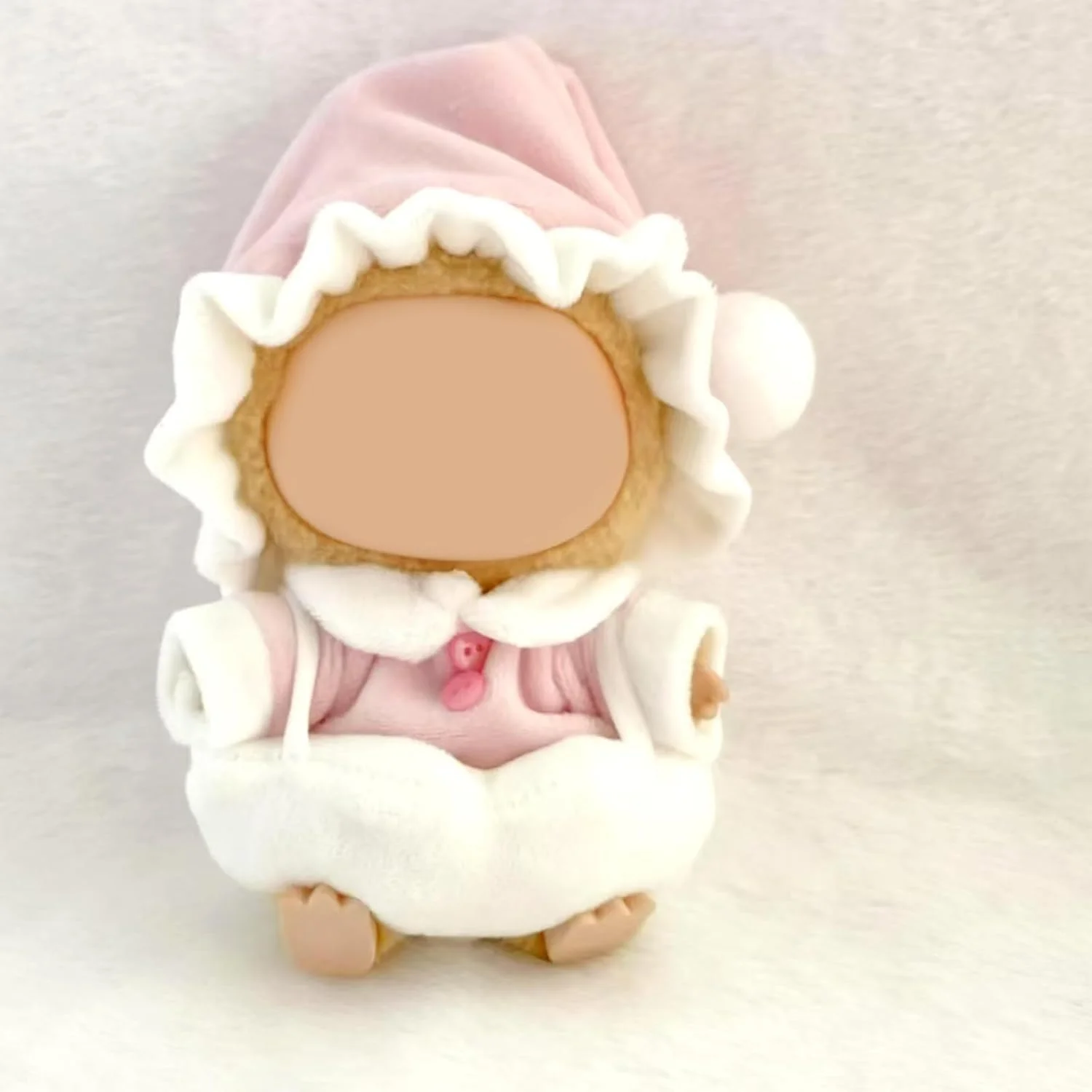 ست لباس و پوشاک عروسک 17 سانتی متری، کلاه صورتی + تاپ صورتی + شلوار سفید، لباس های مد روز با لوازم جانبی، برای لباس عروسک Labubu (عروسک شامل نمی شود)