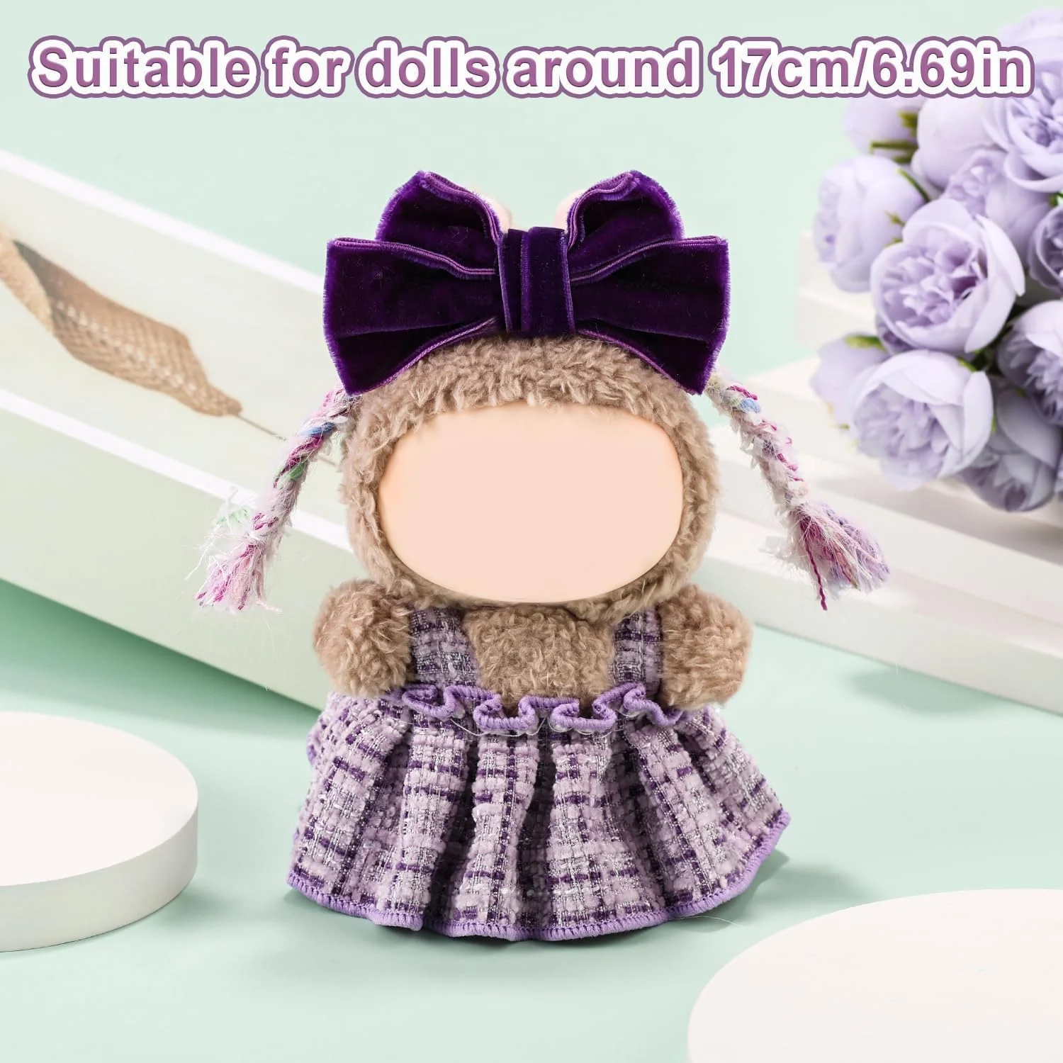 لباس های شیک برای لابوبو، لباس عروسک بنفش، ست لباس پارچه ای نرم و زیبا، با 1 پاپیون هدبند، 1 لباس، 2 بافت مو، لباس برای عروسک های 17 سانتی متری شما (بدون عروسک) لباس های شیک برای لابوبو، لباس عروسک بنفش، ست لباس پارچه ای نرم و زیبا، با 1 پاپیون هدبند، 1 لباس، 2 بافت مو، لباس برای عروسک های 17 سانتی متری شما (بدون عروسک)