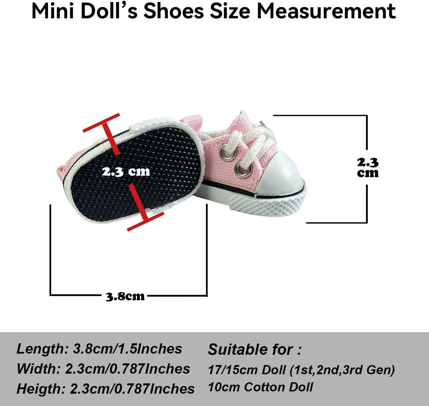 کفش عروسکی 17 سانتی متری تزویق (بدون عروسک)، تعویض کفش های مینیاتوری، کفش انگشتی، کفش مینی انگشتی، لوازم جانبی لباس برای عروسک های 6.7 اینچی (صورتی)
