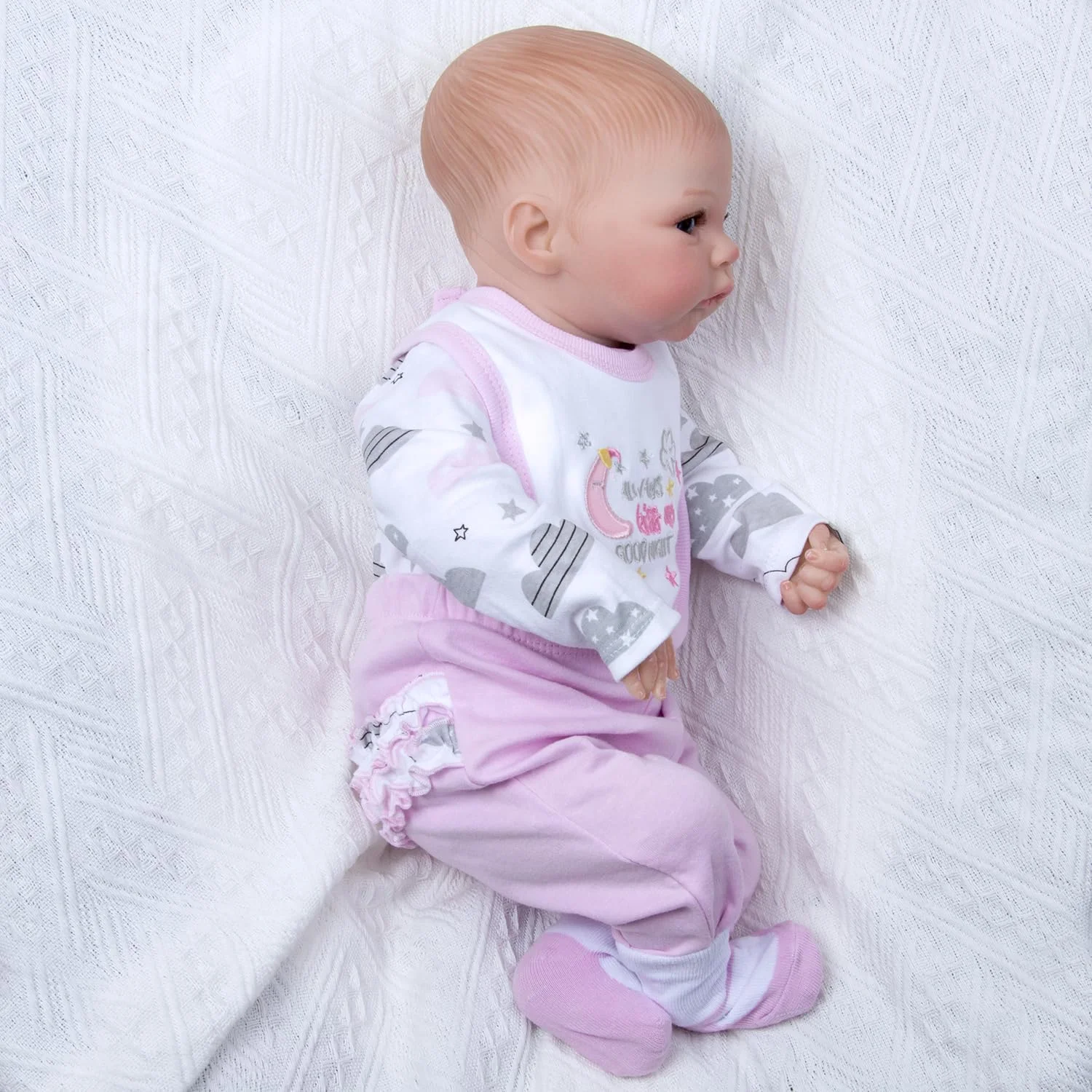 ست لباس 4 تکه عروسک نوزاد Reborn مناسب برای عروسک های 17-22 اینچی، لباس های عروسک نوزاد ماه و ستاره Reborn با پیش بند و جوراب برای عروسک های نوزاد دخترانه واقعی، صورتی ست لباس 4 تکه عروسک نوزاد Reborn مناسب برای عروسک های 17-22 اینچی، لباس های عروسک نوزاد ماه و ستاره Reborn با پیش بند و جوراب برای عروسک های نوزاد دخترانه واقعی، صورتی