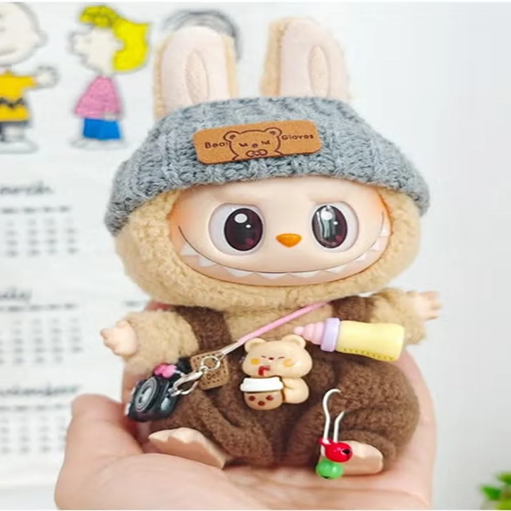 ست لباس و لوازم جانبی عروسک لابوبو KUTIS، 3 تکه - لباس های چند رنگ با استایل غیر رسمی برای بازی های وانمودی - بسته لباس و لوازم جانبی برای کودکان