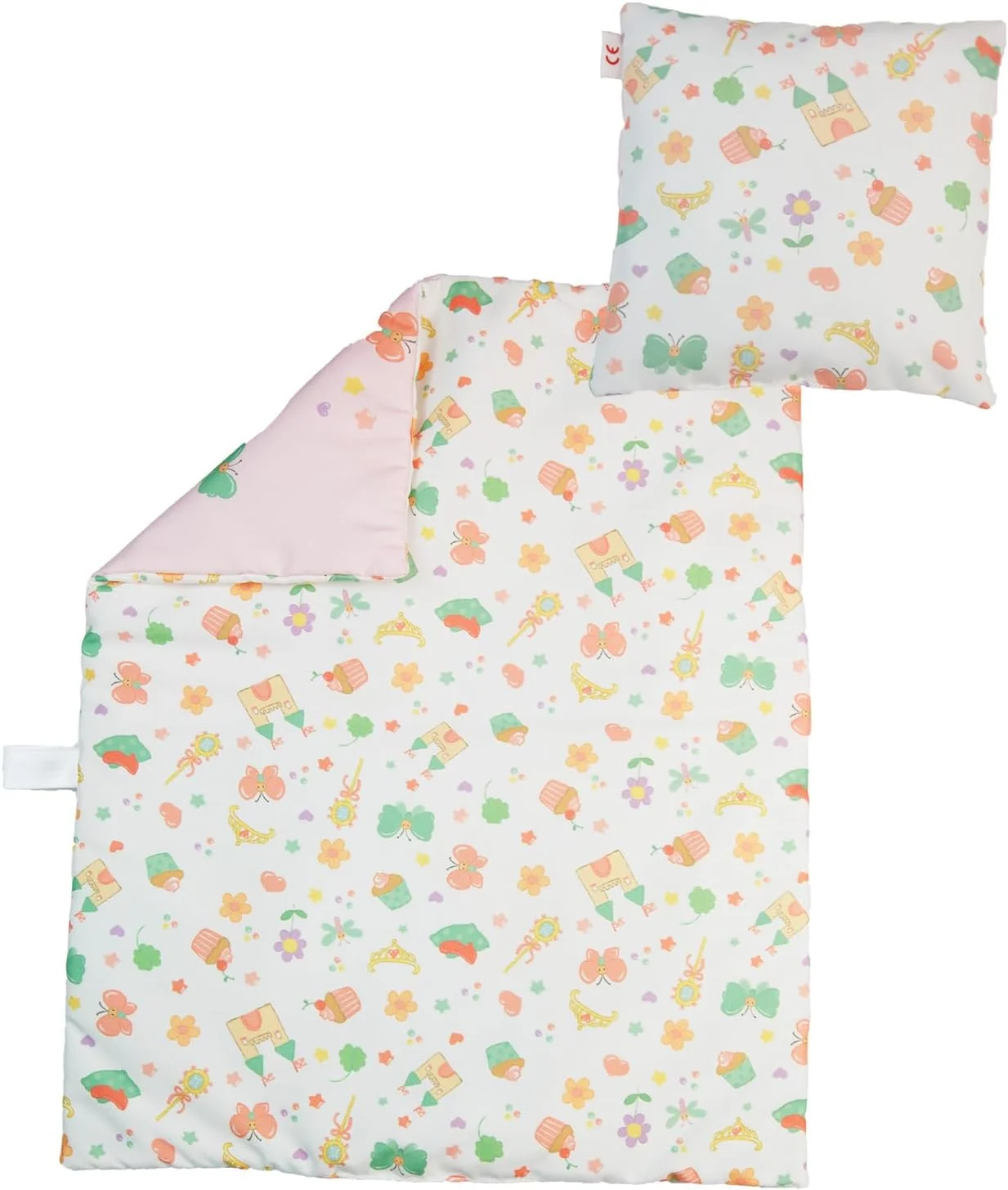 ملحفه تخت عروسک هلِس 5000 طرح پرنسس امیلی صورتی با لحاف (44x34 سانتی متر) و بالش (16x16 سانتی متر)