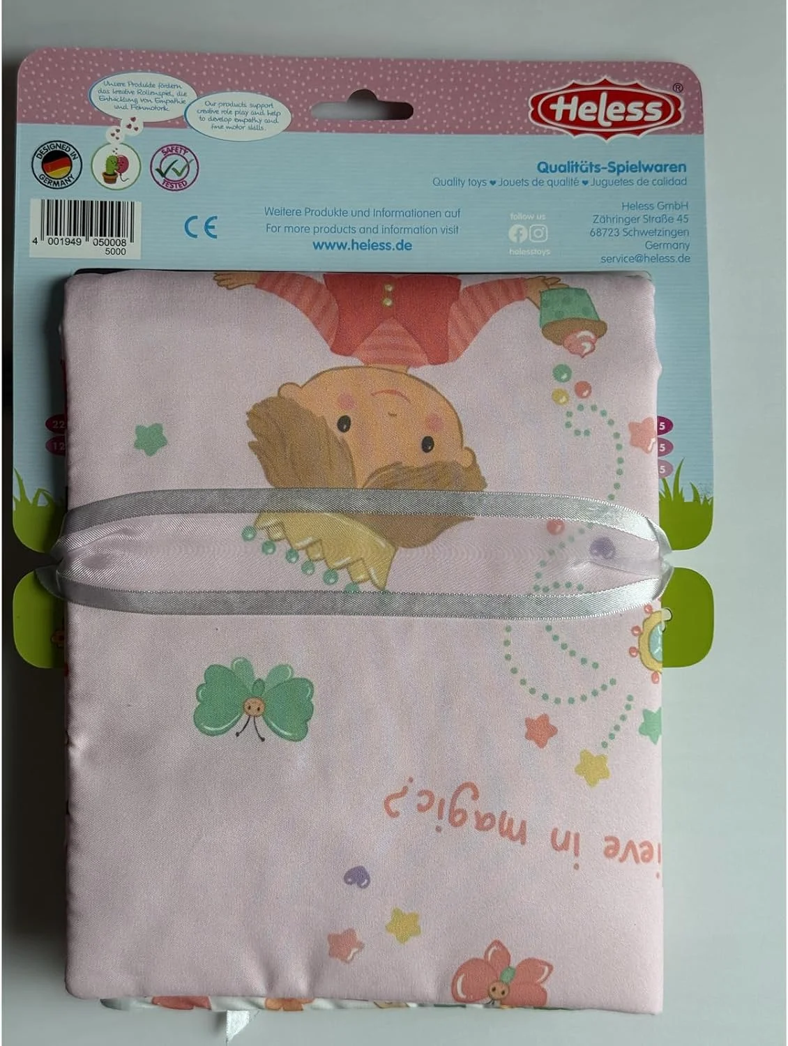 ملحفه تخت عروسک هلِس 5000 طرح پرنسس امیلی صورتی با لحاف (44x34 سانتی متر) و بالش (16x16 سانتی متر)