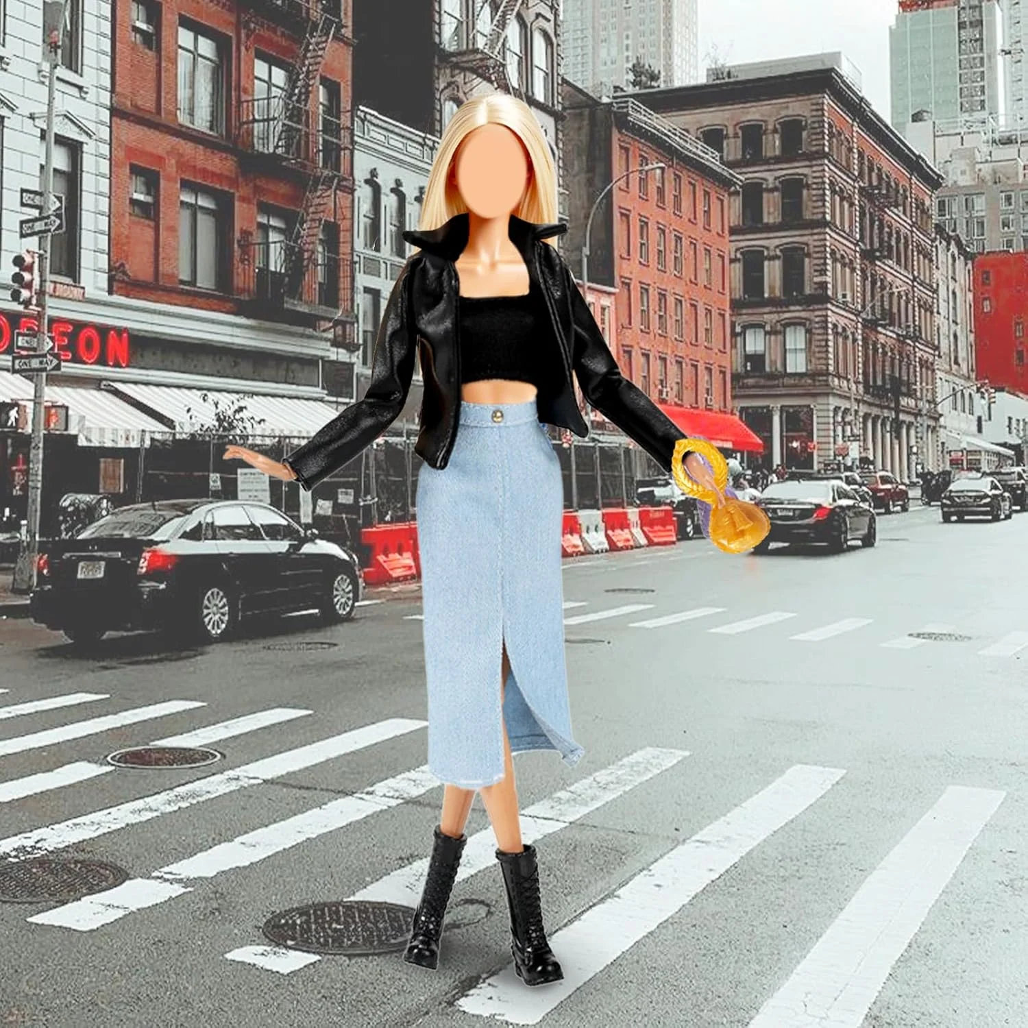 16 تکه لباس و لوازم جانبی عروسک برای عروسک 11.5 اینچی شامل 1 ست کت چرمی، 1 ست لباس مد، 1 ست دامن مدادی، 2 دست لباس، 1 لباس پولکی، کفش، کیف، گردنبند، کلاه به صورت تصادفی، دخترانه