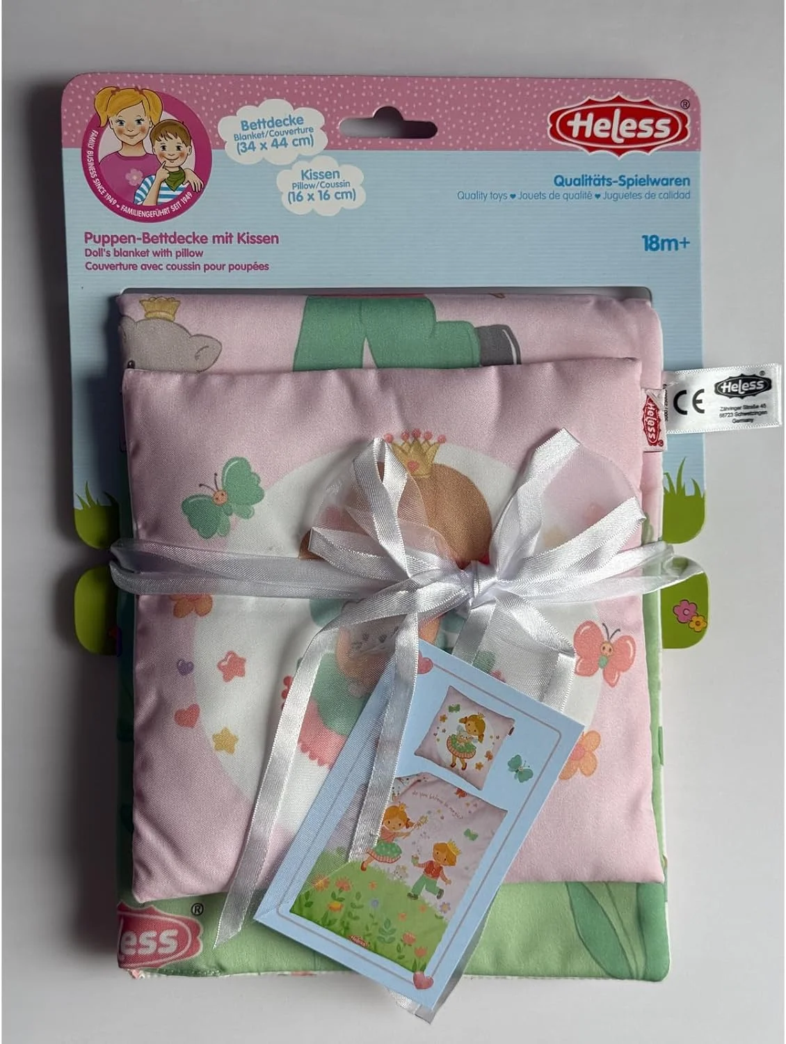 ملحفه تخت عروسک هلِس 5000 طرح پرنسس امیلی صورتی با لحاف (44x34 سانتی متر) و بالش (16x16 سانتی متر)