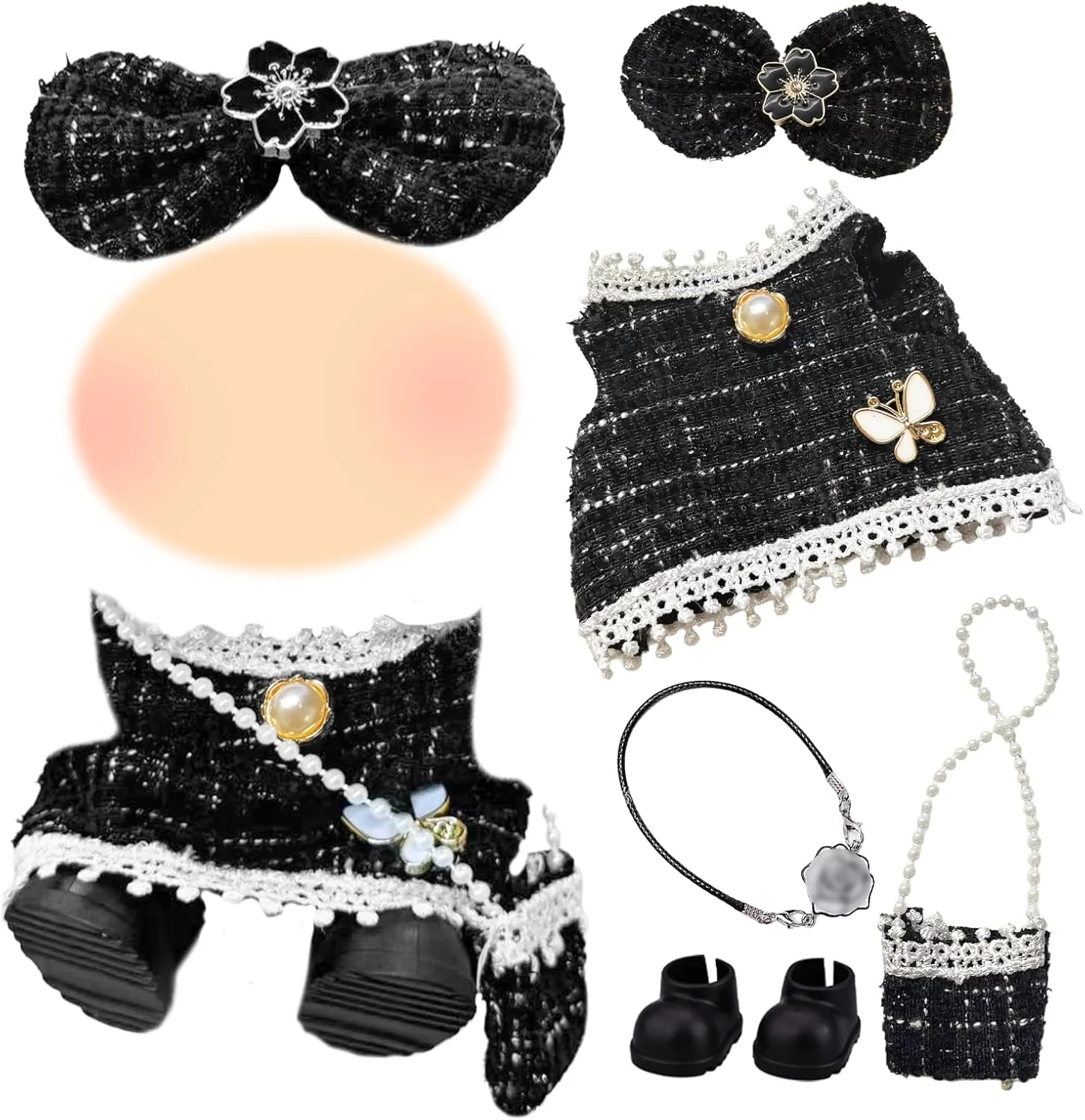 لباس عروسک کلاسیک مشکی 17 سانتی متری