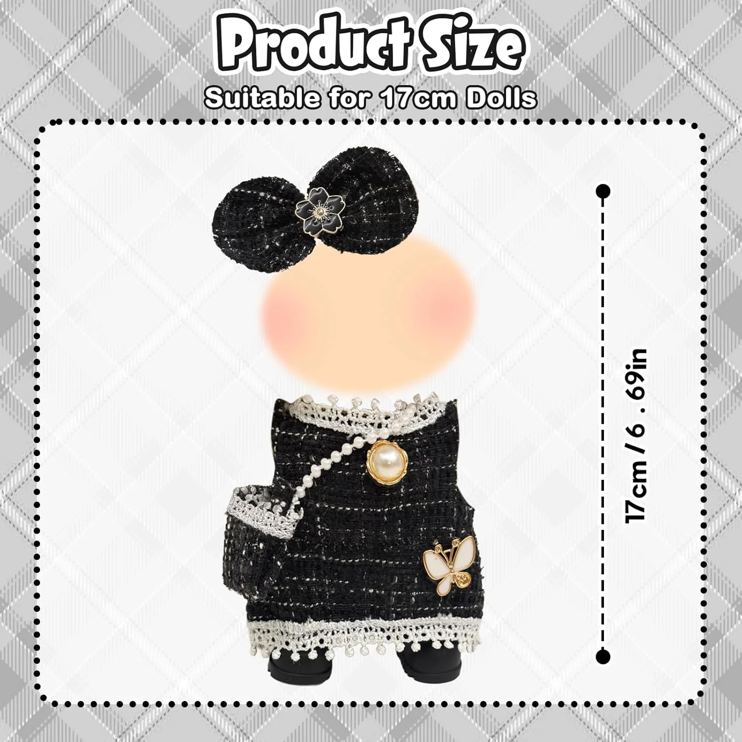 لباس عروسک کلاسیک مشکی 17 سانتی متری لباس عروسک کلاسیک مشکی 17 سانتی متری