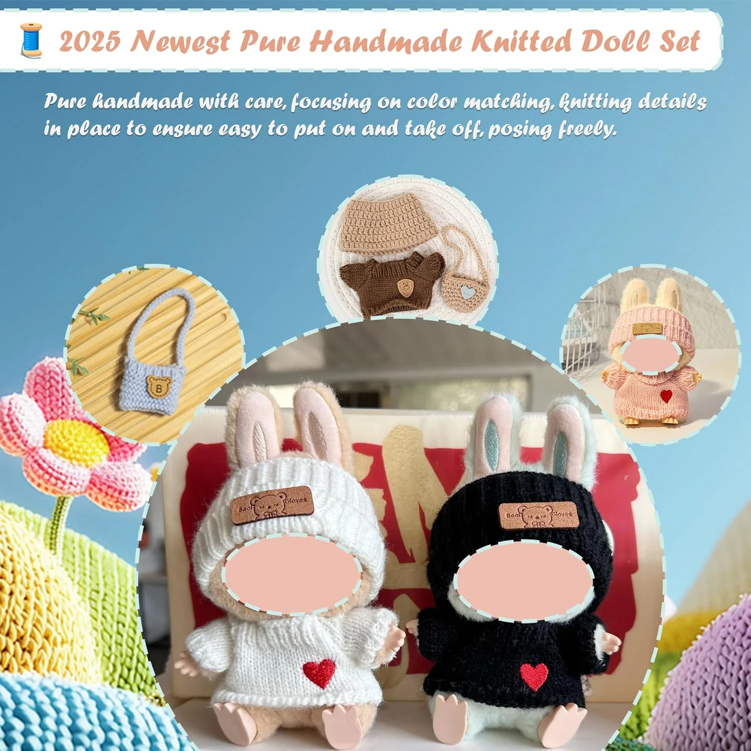 【جدید】 ست لباس عروسک 17 سانتی متری - بافتنی دستی 3 تکه کلاه، کوله پشتی، ست لباس دست ساز عروسک های ناز 15/17 سانتی متری، لوازم جانبی مد روز (بدون عروسک) (استایل A, 1) 【جدید】 ست لباس عروسک 17 سانتی متری - بافتنی دستی 3 تکه کلاه، کوله پشتی، ست لباس دست ساز عروسک های ناز 15/17 سانتی متری، لوازم جانبی مد روز (بدون عروسک) (استایل A, 1)