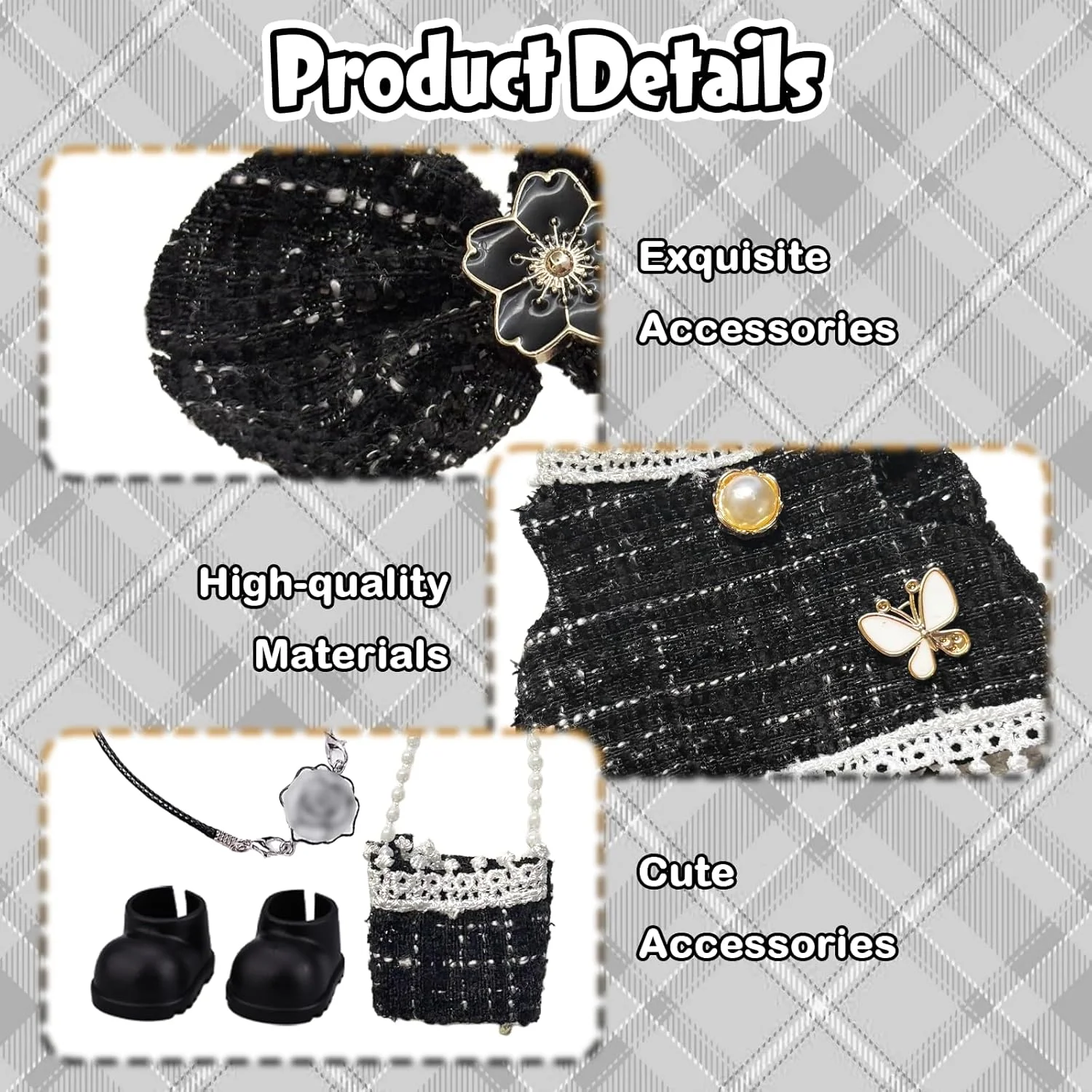 لباس عروسک کلاسیک مشکی 17 سانتی متری لباس عروسک کلاسیک مشکی 17 سانتی متری