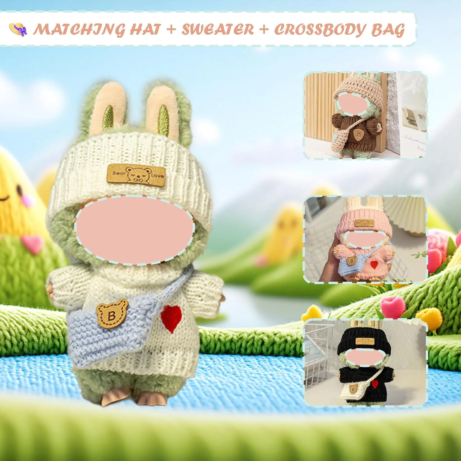 【جدید】 ست لباس عروسک 17 سانتی متری - بافتنی دستی 3 تکه کلاه، کوله پشتی، ست لباس دست ساز عروسک های ناز 15/17 سانتی متری، لوازم جانبی مد روز (بدون عروسک) (استایل A, 1) 【جدید】 ست لباس عروسک 17 سانتی متری - بافتنی دستی 3 تکه کلاه، کوله پشتی، ست لباس دست ساز عروسک های ناز 15/17 سانتی متری، لوازم جانبی مد روز (بدون عروسک) (استایل A, 1)