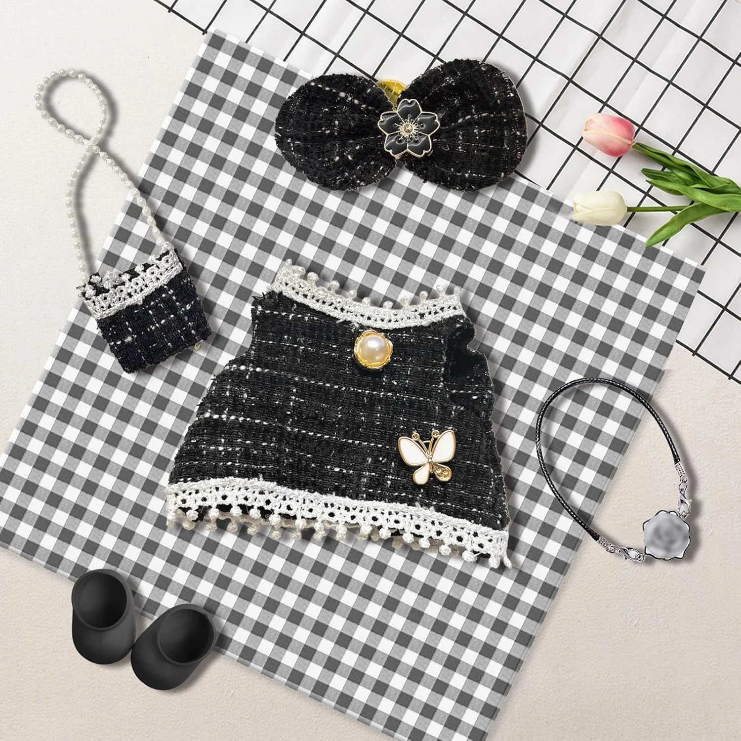 لباس عروسک کلاسیک مشکی 17 سانتی متری لباس عروسک کلاسیک مشکی 17 سانتی متری