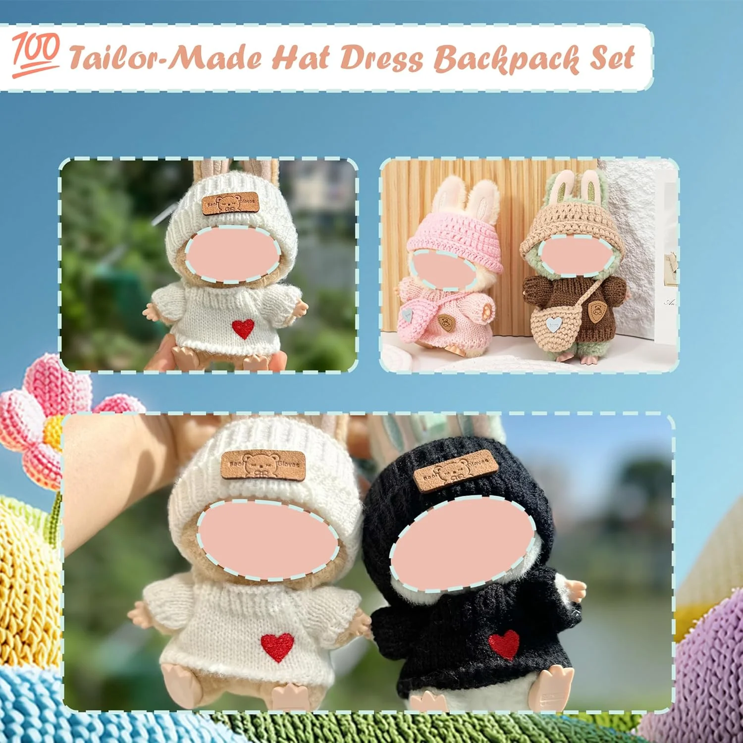 【جدید】 ست لباس عروسک 17 سانتی متری - بافتنی دستی 3 تکه کلاه، کوله پشتی، ست لباس دست ساز عروسک های ناز 15/17 سانتی متری، لوازم جانبی مد روز (بدون عروسک) (استایل A, 1) 【جدید】 ست لباس عروسک 17 سانتی متری - بافتنی دستی 3 تکه کلاه، کوله پشتی، ست لباس دست ساز عروسک های ناز 15/17 سانتی متری، لوازم جانبی مد روز (بدون عروسک) (استایل A, 1)