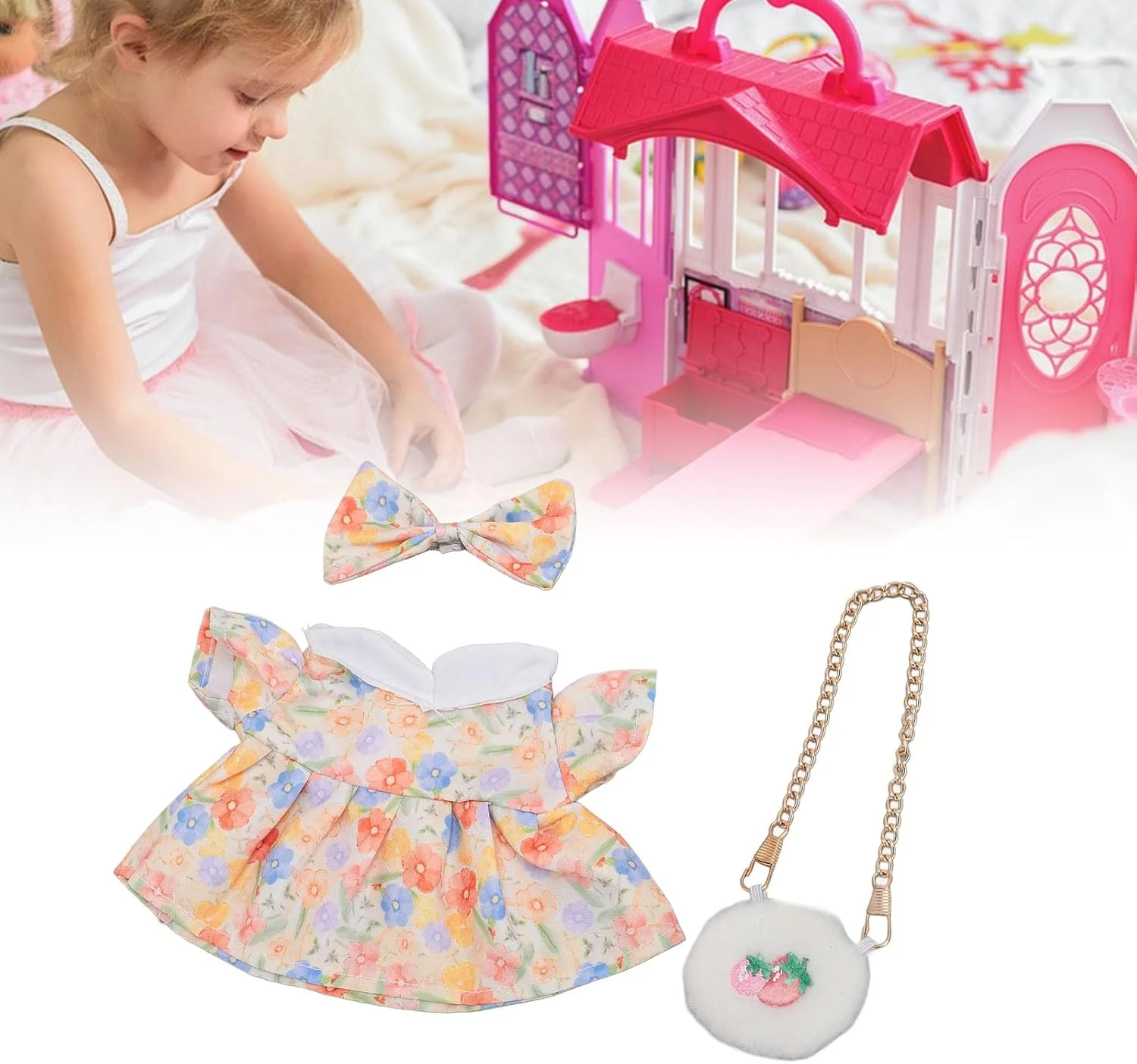 لباس عروسک پولیشی RIZGHWOY، سازگاری خوب و استفاده آسان، لباس برای عروسک های پولیشی پنبه ای، لباس با کیف توت فرنگی، ایده تولد (1) لباس عروسک پولیشی RIZGHWOY، سازگاری خوب و استفاده آسان، لباس برای عروسک های پولیشی پنبه ای، لباس با کیف توت فرنگی، ایده تولد (1)