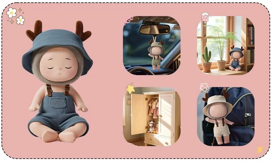 ست لباس عروسک مینیاتوری: لباس عروسک 17 سانتی متری با کلاه سطلی بژ و شورت ساس بند دار، لباس عروسک مد روز، ایده آل برای کلکسیونرهای عروسک ست لباس عروسک مینیاتوری: لباس عروسک 17 سانتی متری با کلاه سطلی بژ و شورت ساس بند دار، لباس عروسک مد روز، ایده آل برای کلکسیونرهای عروسک