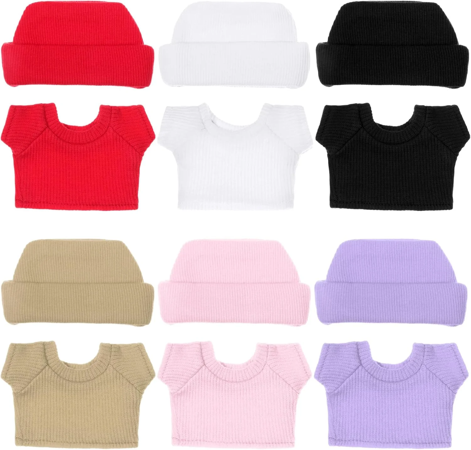 ست لباس 6 تکه Simgoing برای عروسک 17 سانتی متری، ست لباس زیبا با کلاه، لباس بافتنی برای لباس های عروسک 17 سانتی متری