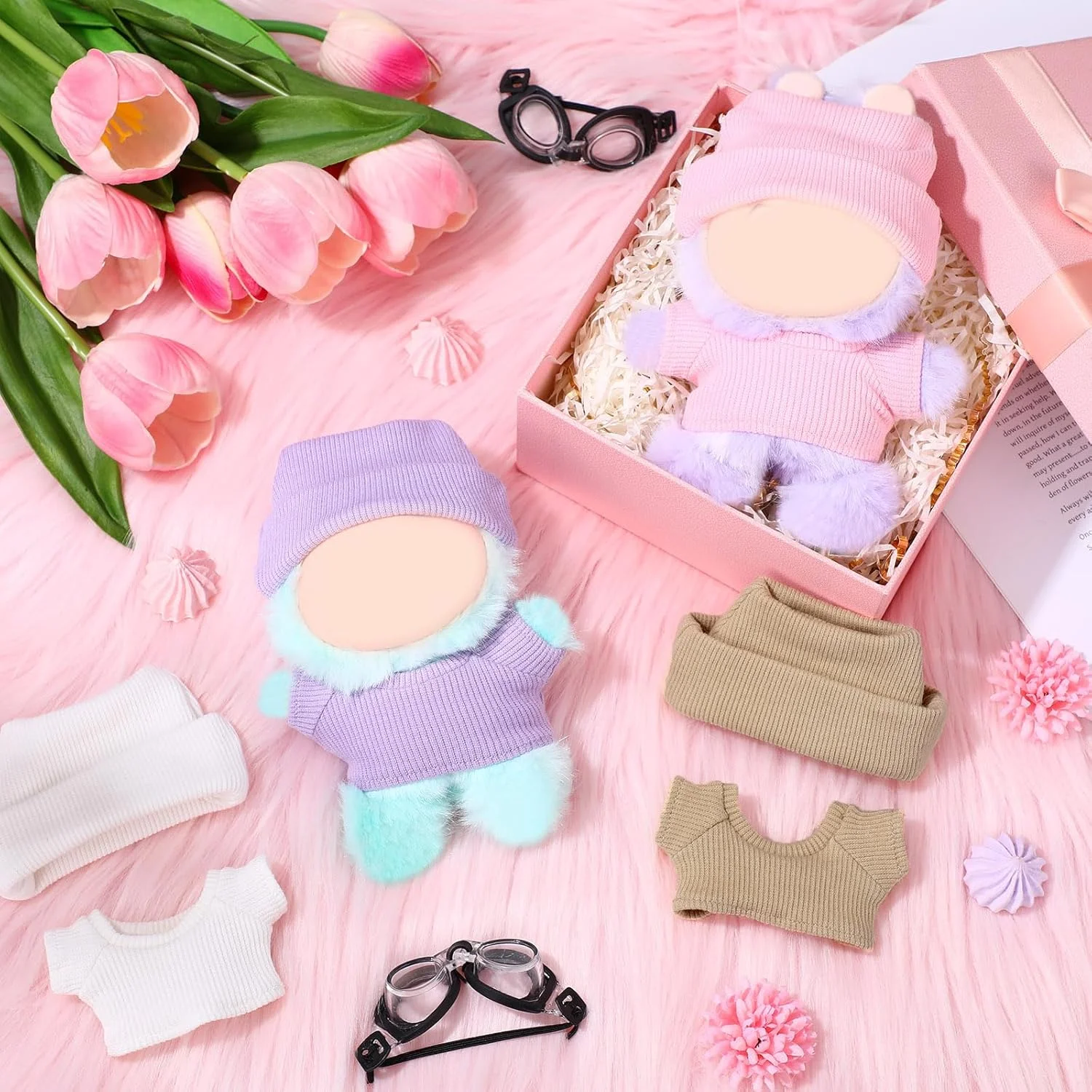 ست لباس 6 تکه Simgoing برای عروسک 17 سانتی متری، ست لباس زیبا با کلاه، لباس بافتنی برای لباس های عروسک 17 سانتی متری ست لباس 6 تکه Simgoing برای عروسک 17 سانتی متری، ست لباس زیبا با کلاه، لباس بافتنی برای لباس های عروسک 17 سانتی متری