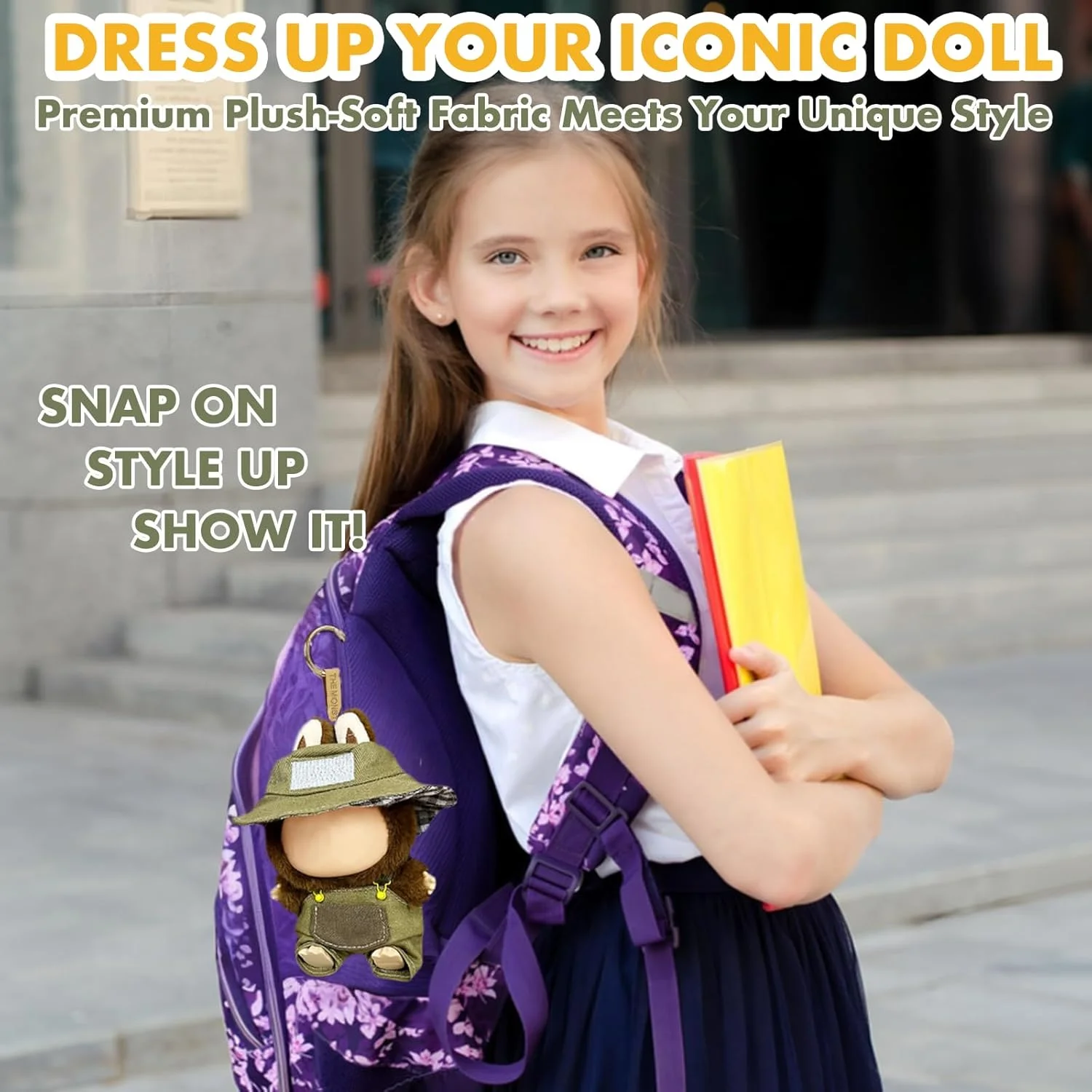 لباس عروسک 17 سانتی متری، ست لباس های مد روز با کلاه و لوازم جانبی، لباس های هماهنگ با پوشیدن آسان، پارچه ممتاز، (بدون عروسک) (Pocket Hunter (کلاه سطلی + سرهمی))