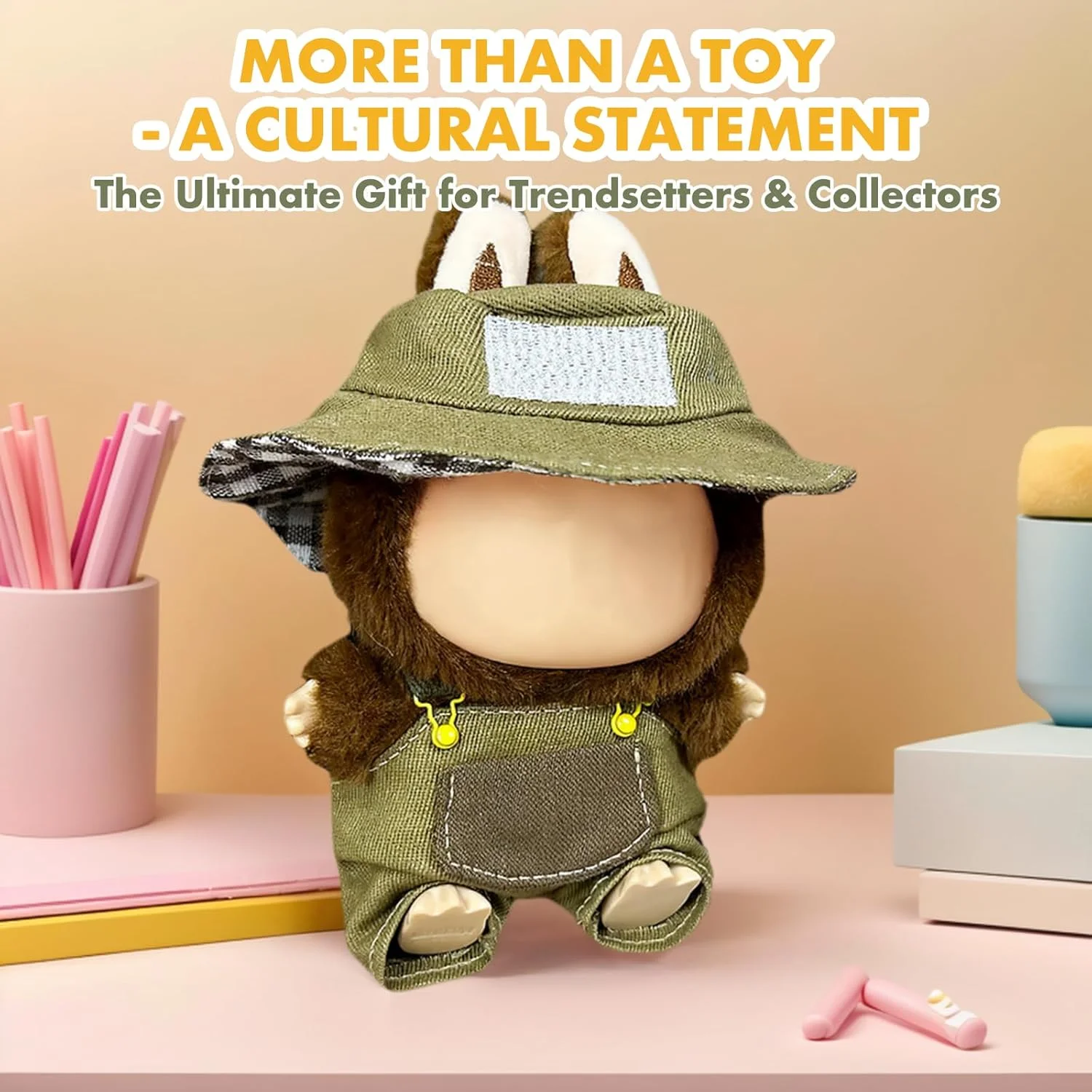 لباس عروسک 17 سانتی متری، ست لباس های مد روز با کلاه و لوازم جانبی، لباس های هماهنگ با پوشیدن آسان، پارچه ممتاز، (بدون عروسک) (Pocket Hunter (کلاه سطلی + سرهمی))