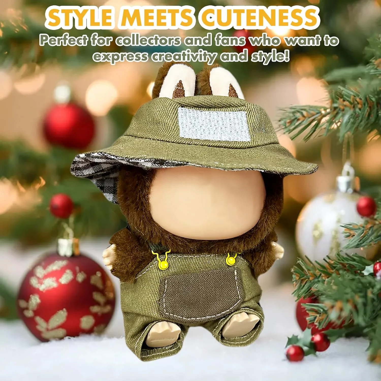 لباس عروسک 17 سانتی متری، ست لباس های مد روز با کلاه و لوازم جانبی، لباس های هماهنگ با پوشیدن آسان، پارچه ممتاز، (بدون عروسک) (Pocket Hunter (کلاه سطلی + سرهمی))