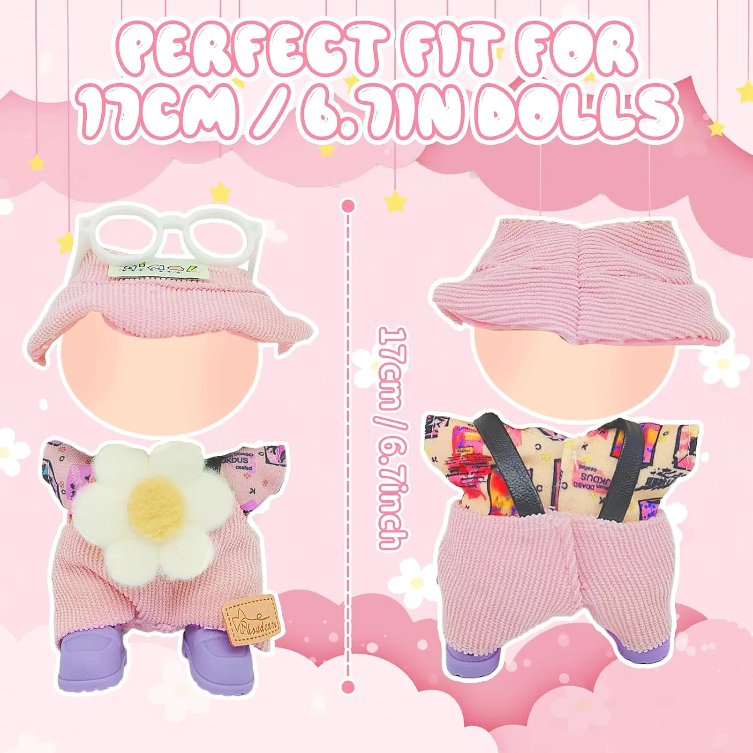 ست لباس عروسک صورتی 5 تکه برای عروسک های 17 سانتی متری، ست لباس عروسک گلدار شامل 1 تاپ، 1 سرهمی، 1 عینک، 1 جفت کفش، لوازم جانبی عروسک شیرین، هدیه تولد و کریسمس عالی برای دختران ست لباس عروسک صورتی 5 تکه برای عروسک های 17 سانتی متری، ست لباس عروسک گلدار شامل 1 تاپ، 1 سرهمی، 1 عینک، 1 جفت کفش، لوازم جانبی عروسک شیرین، هدیه تولد و کریسمس عالی برای دختران