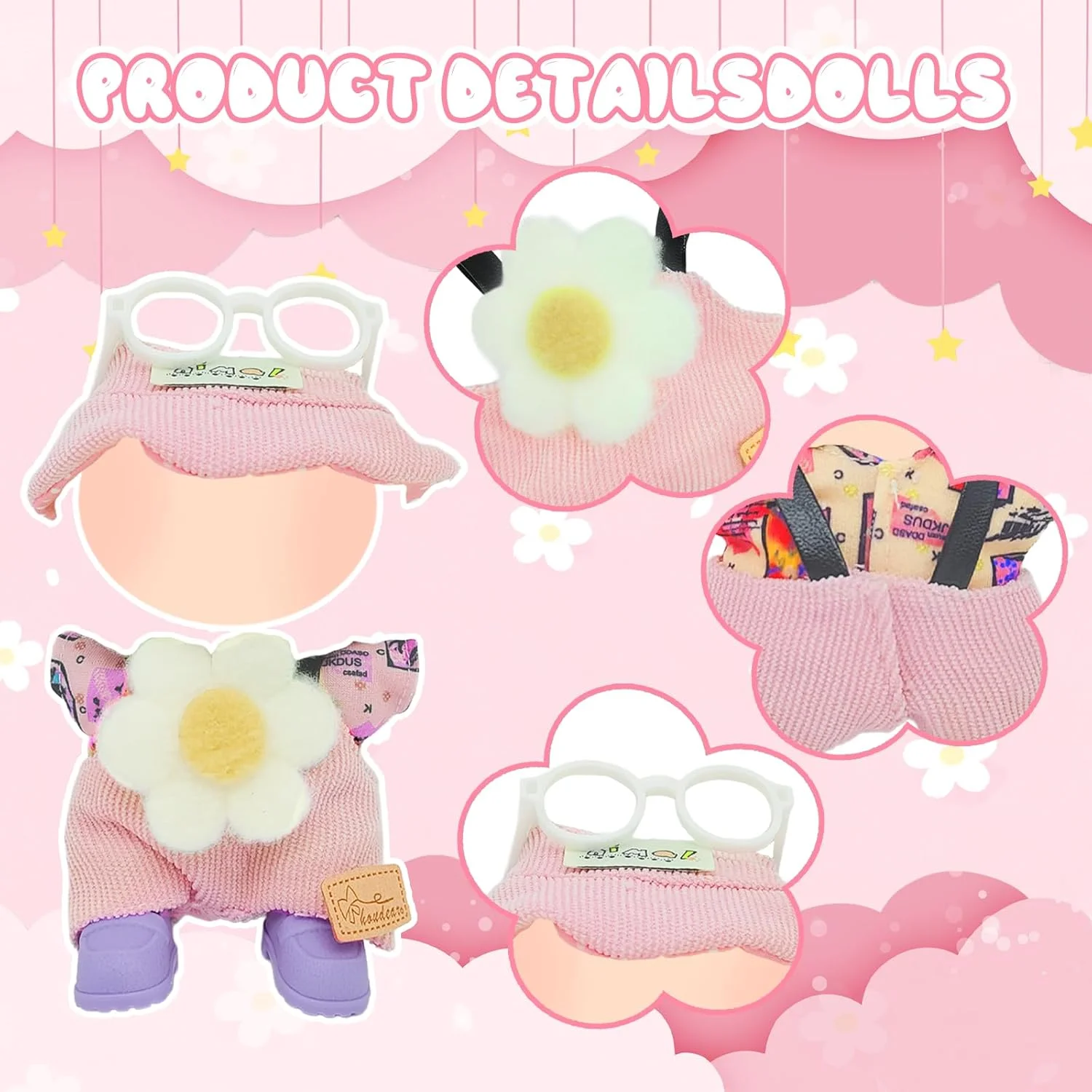 ست لباس عروسک صورتی 5 تکه برای عروسک های 17 سانتی متری، ست لباس عروسک گلدار شامل 1 تاپ، 1 سرهمی، 1 عینک، 1 جفت کفش، لوازم جانبی عروسک شیرین، هدیه تولد و کریسمس عالی برای دختران ست لباس عروسک صورتی 5 تکه برای عروسک های 17 سانتی متری، ست لباس عروسک گلدار شامل 1 تاپ، 1 سرهمی، 1 عینک، 1 جفت کفش، لوازم جانبی عروسک شیرین، هدیه تولد و کریسمس عالی برای دختران